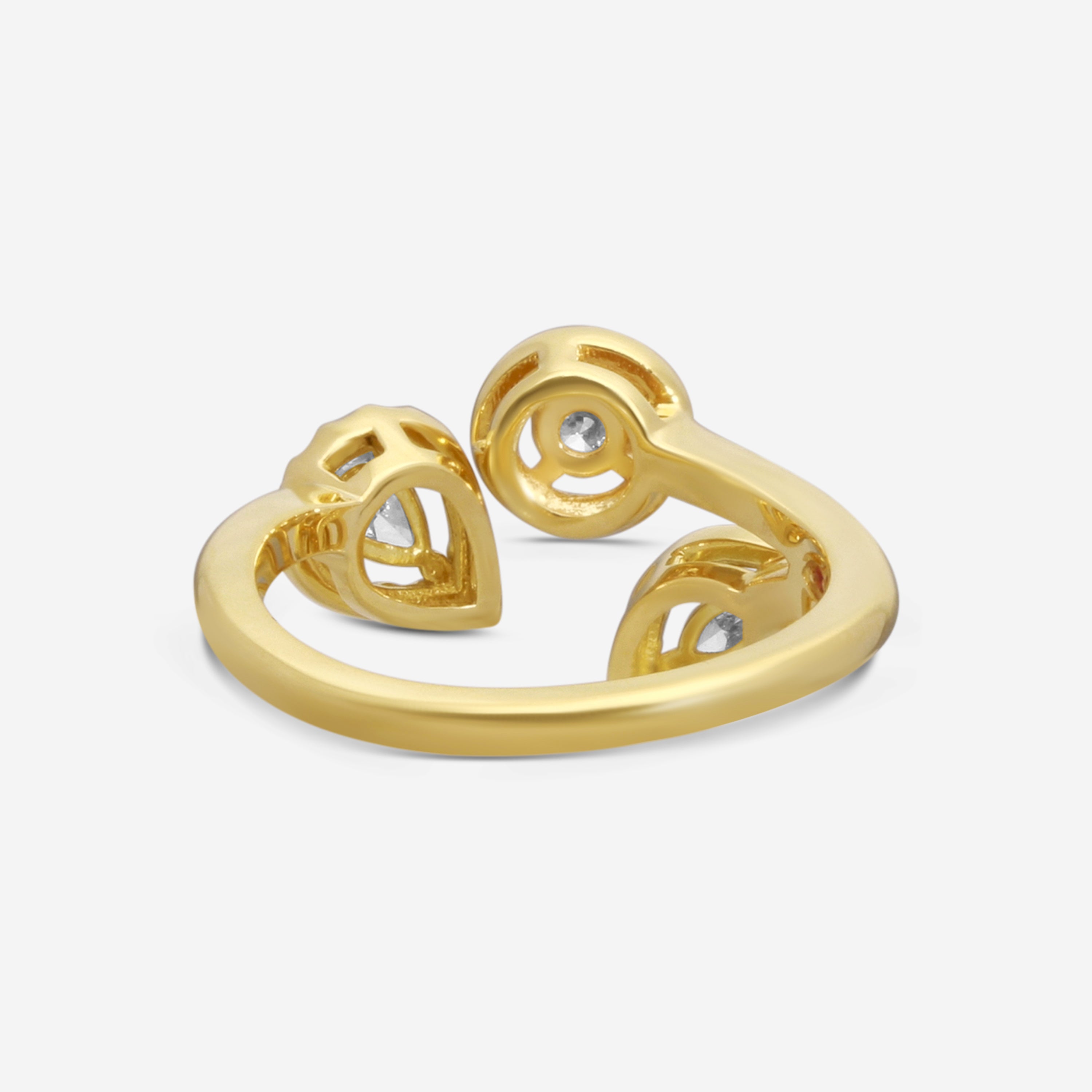 Roberto Coin 18K Yellow Gold Dolcetto Three Stone Diamond Ring Sz. 6.5 111491AY65X0 — view 3