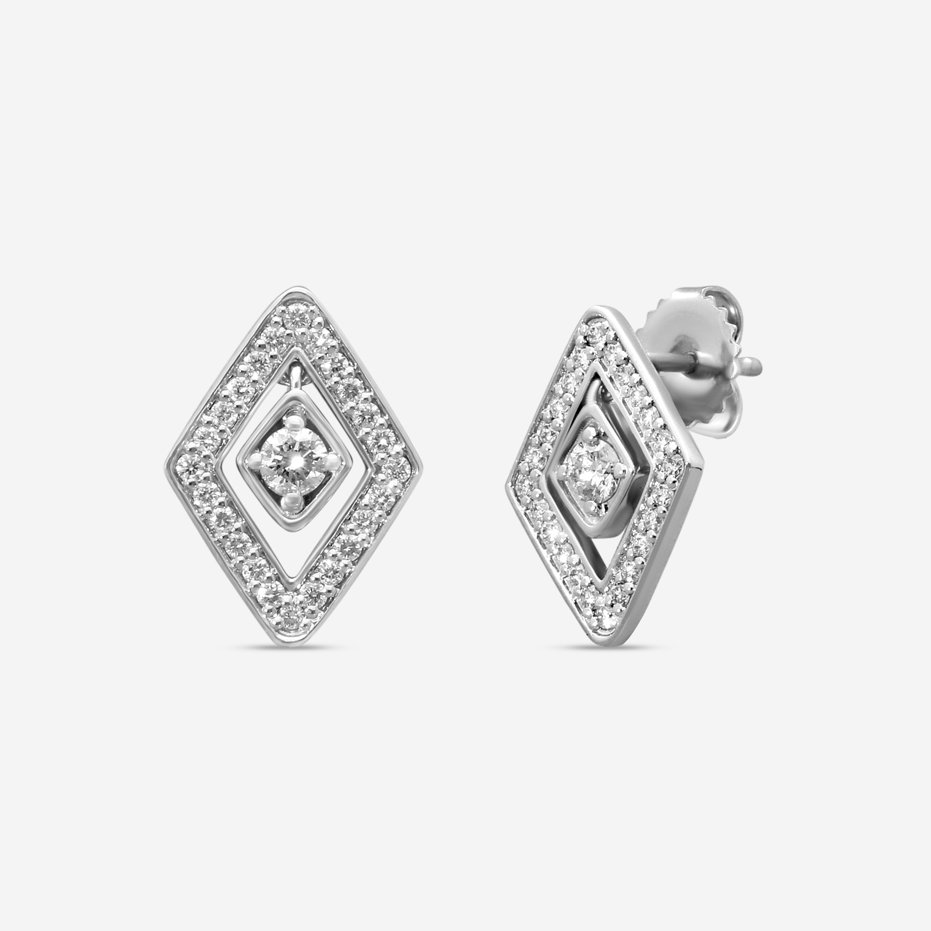 Roberto Coin 18K White Gold Diamond Stud Earrings 111481AWERX0 — view 2