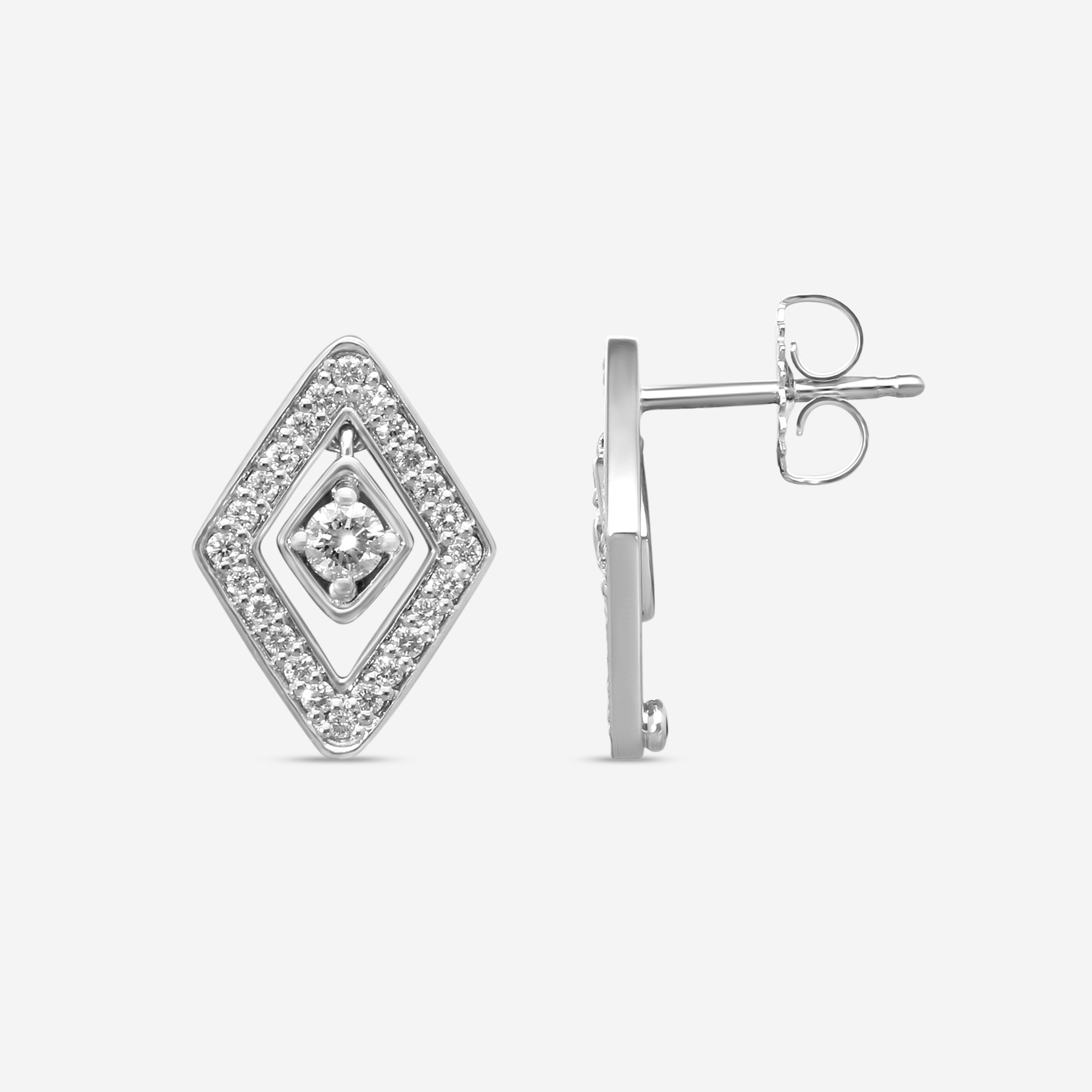 Roberto Coin 18K White Gold Diamond Stud Earrings 111481AWERX0 — view 3