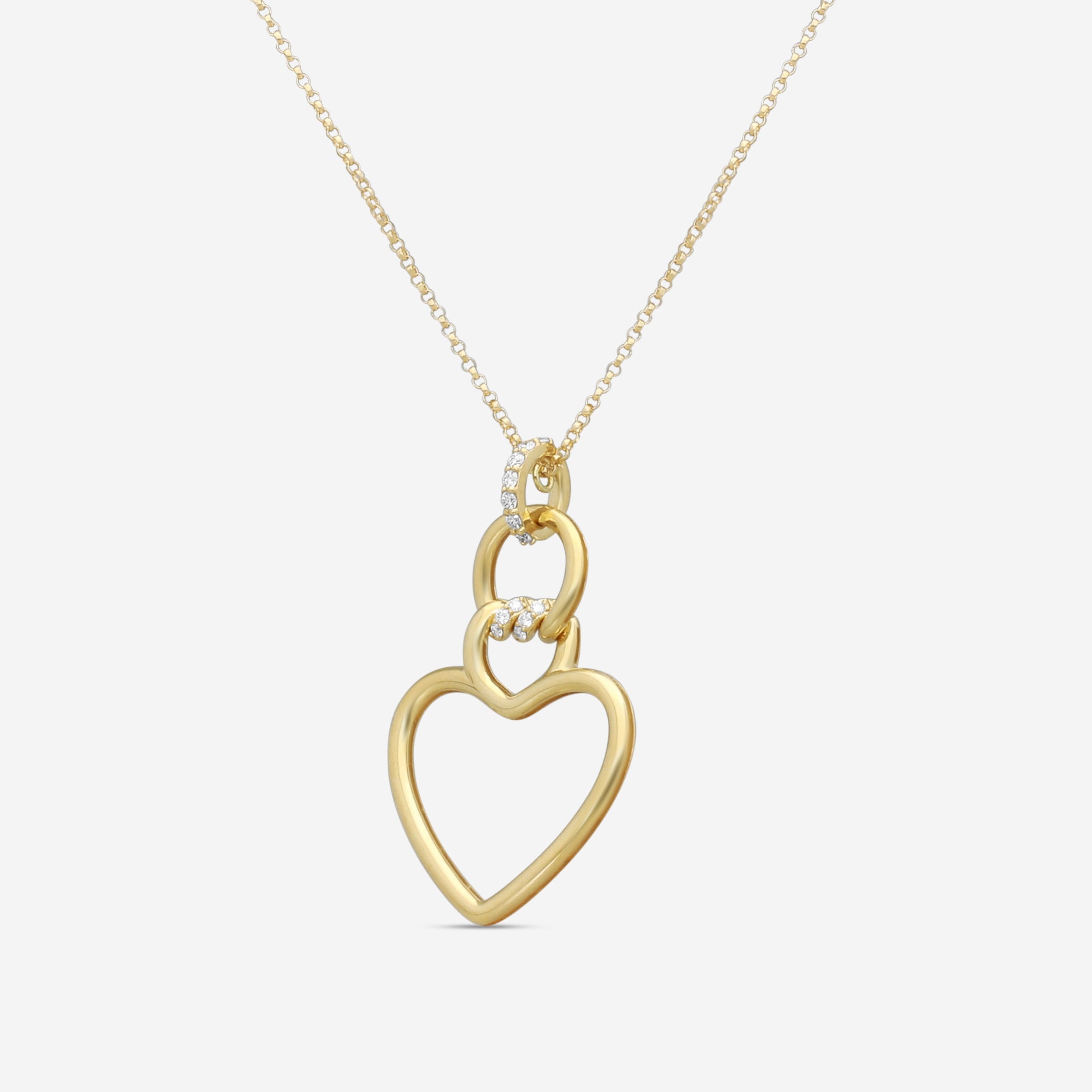 Roberto Coin 18K Yellow Gold Diamond Medium Heart Pendant Necklace 7773505AYCHX — view 2