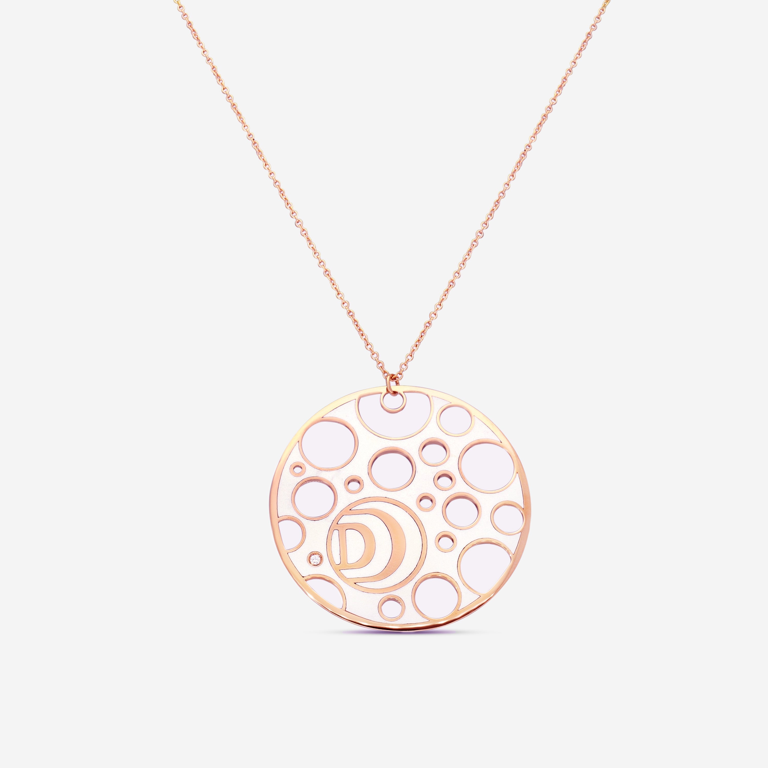 Damiani Damianissima 18K Rose Gold & Ceramic Diamond Pendant Long Necklace 20058576