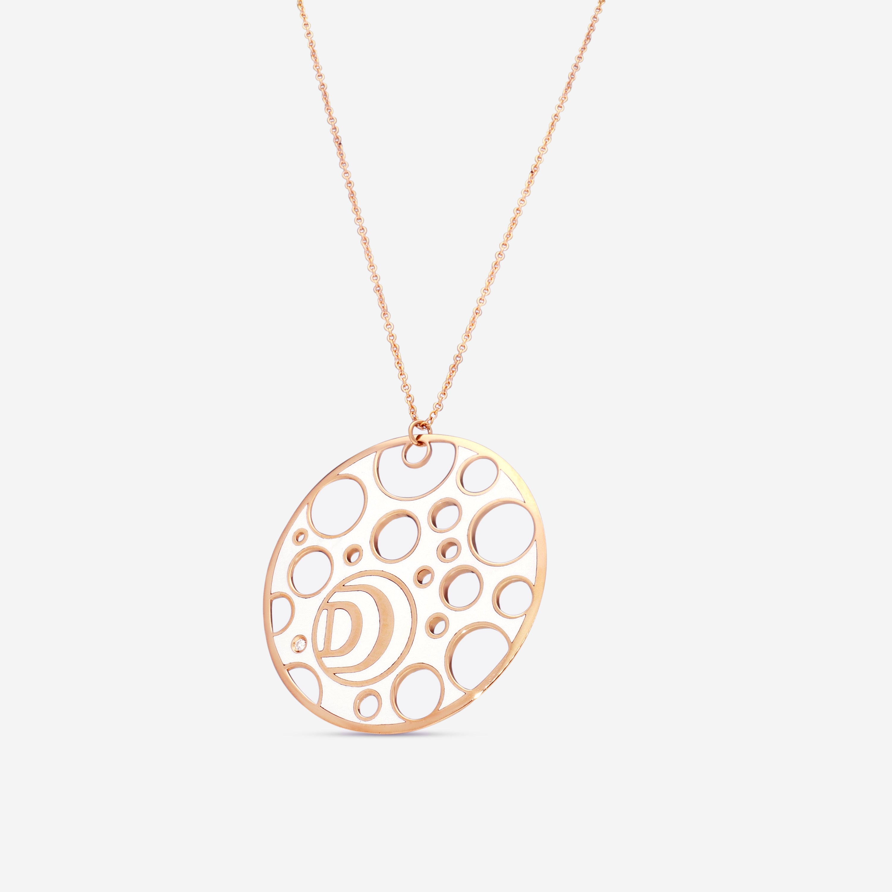 Damiani Damianissima 18K Rose Gold & Ceramic Diamond Pendant Long Necklace 20058576 — view 2