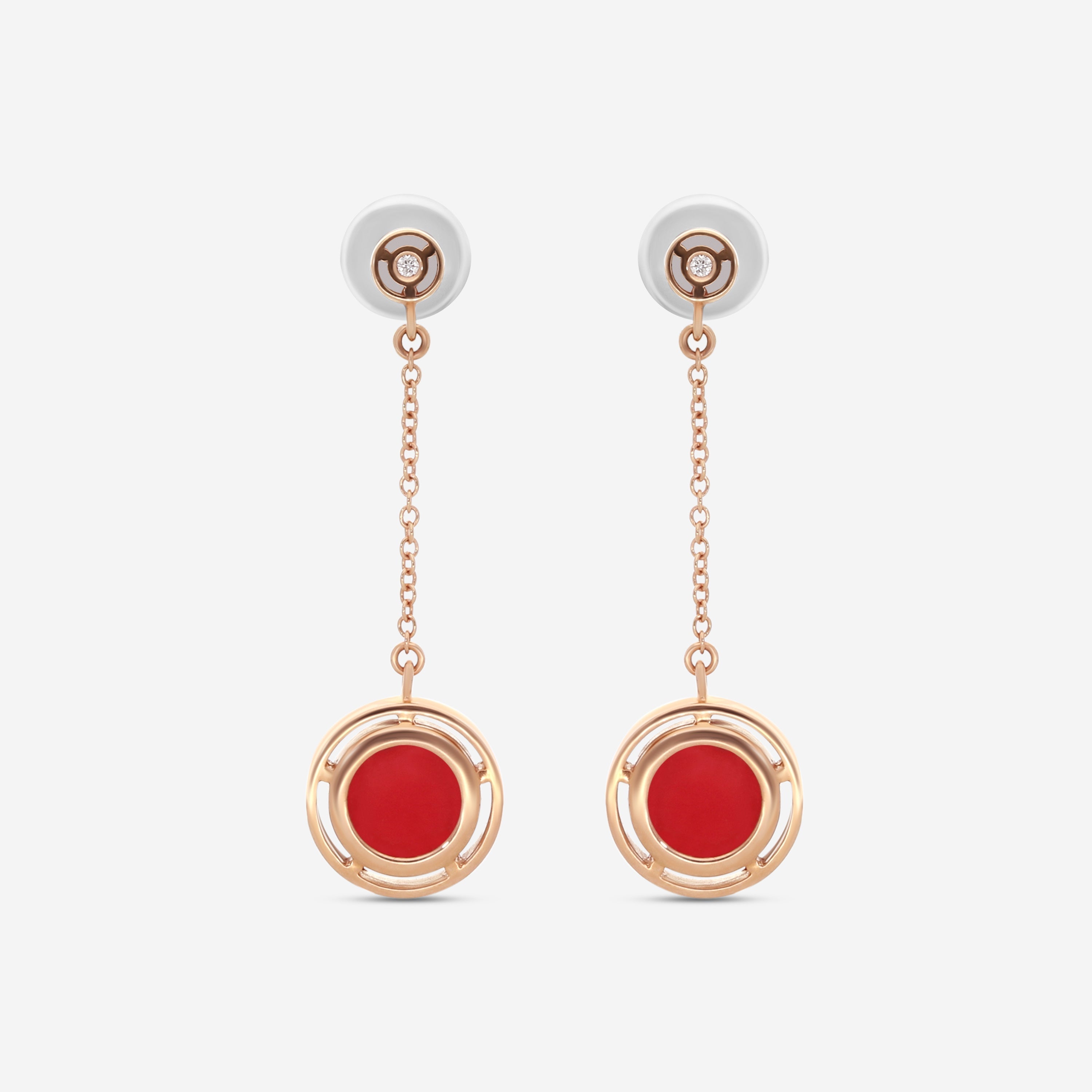 Damiani D. Side 18K Rose Gold Diamond & Carnelian Drop Earrings 20086729