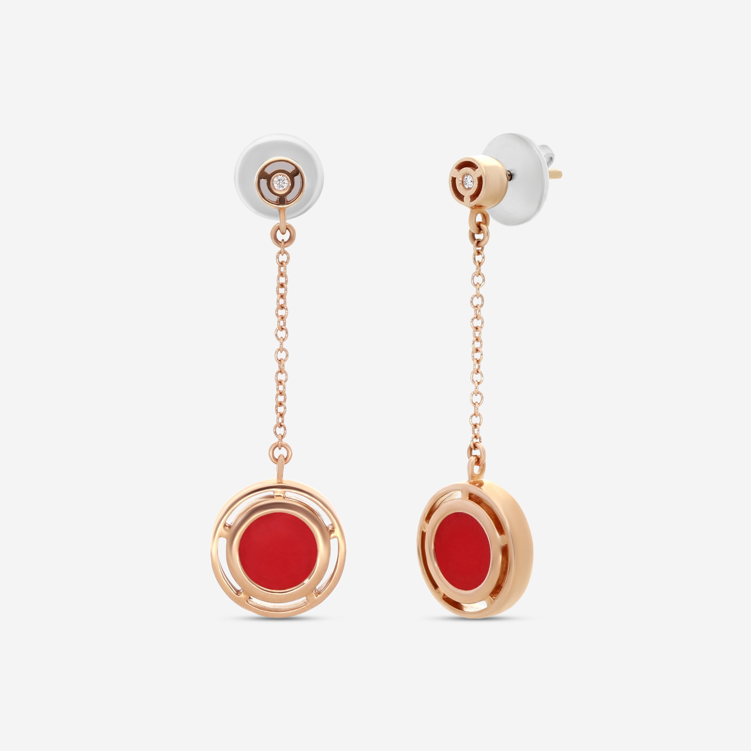 Damiani D. Side 18K Rose Gold Diamond & Carnelian Drop Earrings 20086729 — view 2