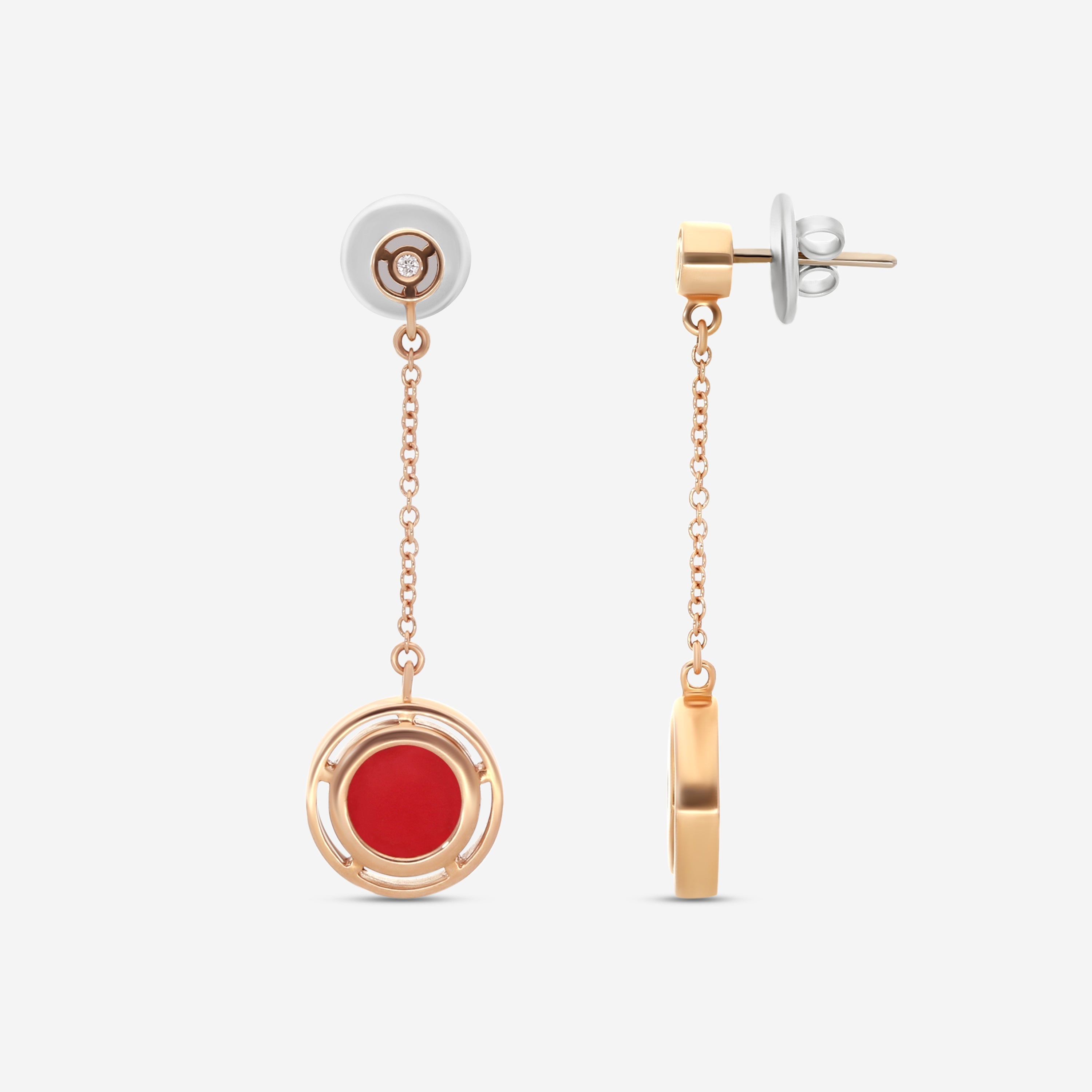 Damiani D. Side 18K Rose Gold Diamond & Carnelian Drop Earrings 20086729 — view 3
