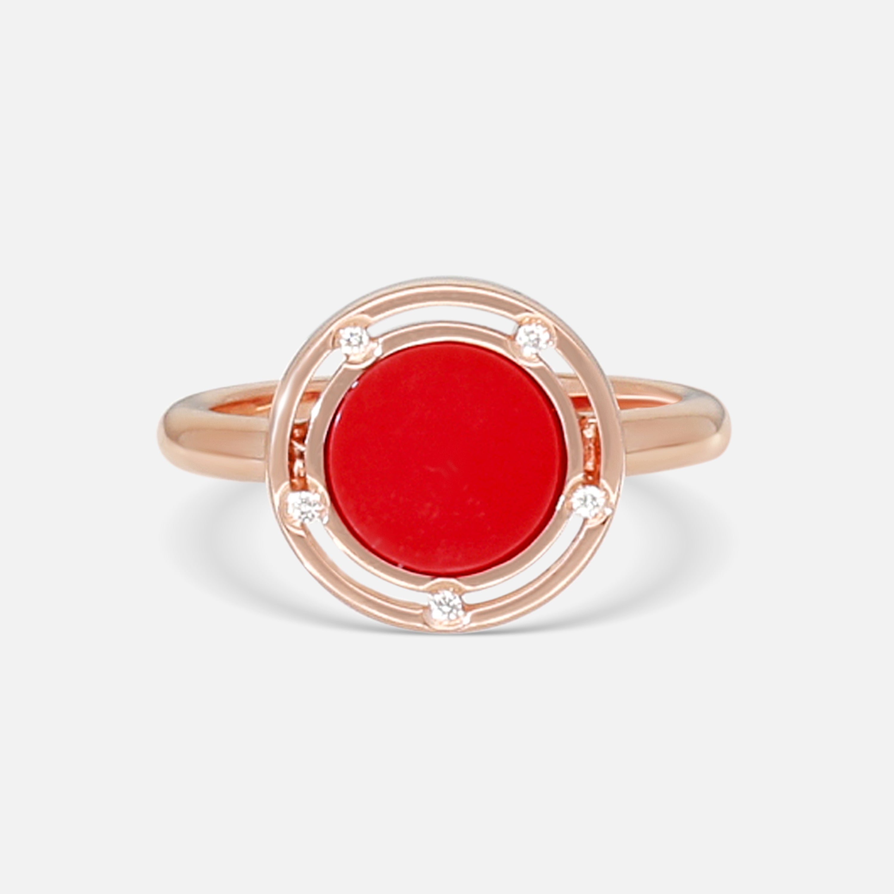 Damiani D. Side 18K Rose Gold Diamond & Carnelian Statement Band Ring Sz. 6.25 20086727