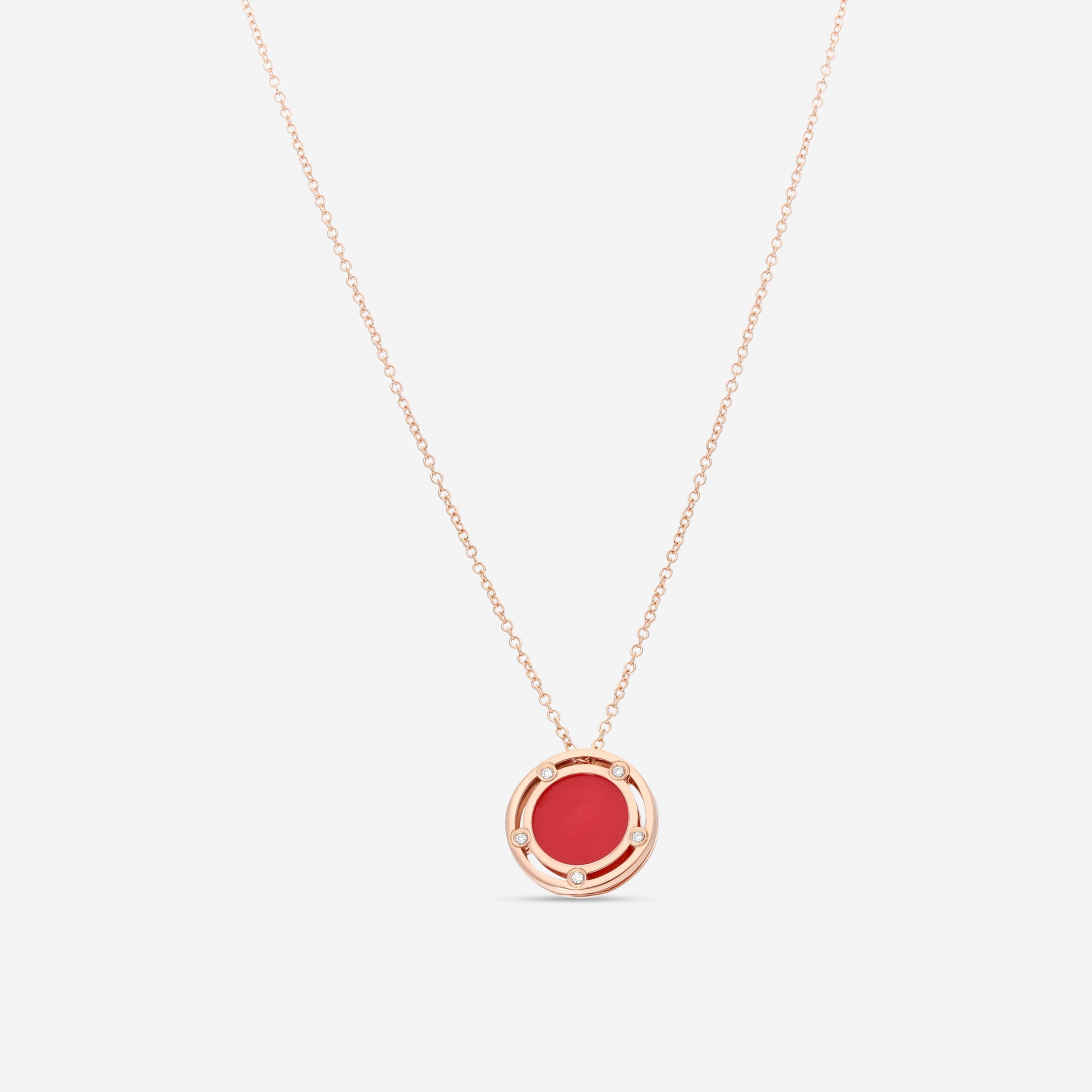 Damiani D. Side 18K Rose Gold Diamond & Carnelian Pendant Necklace 20086730