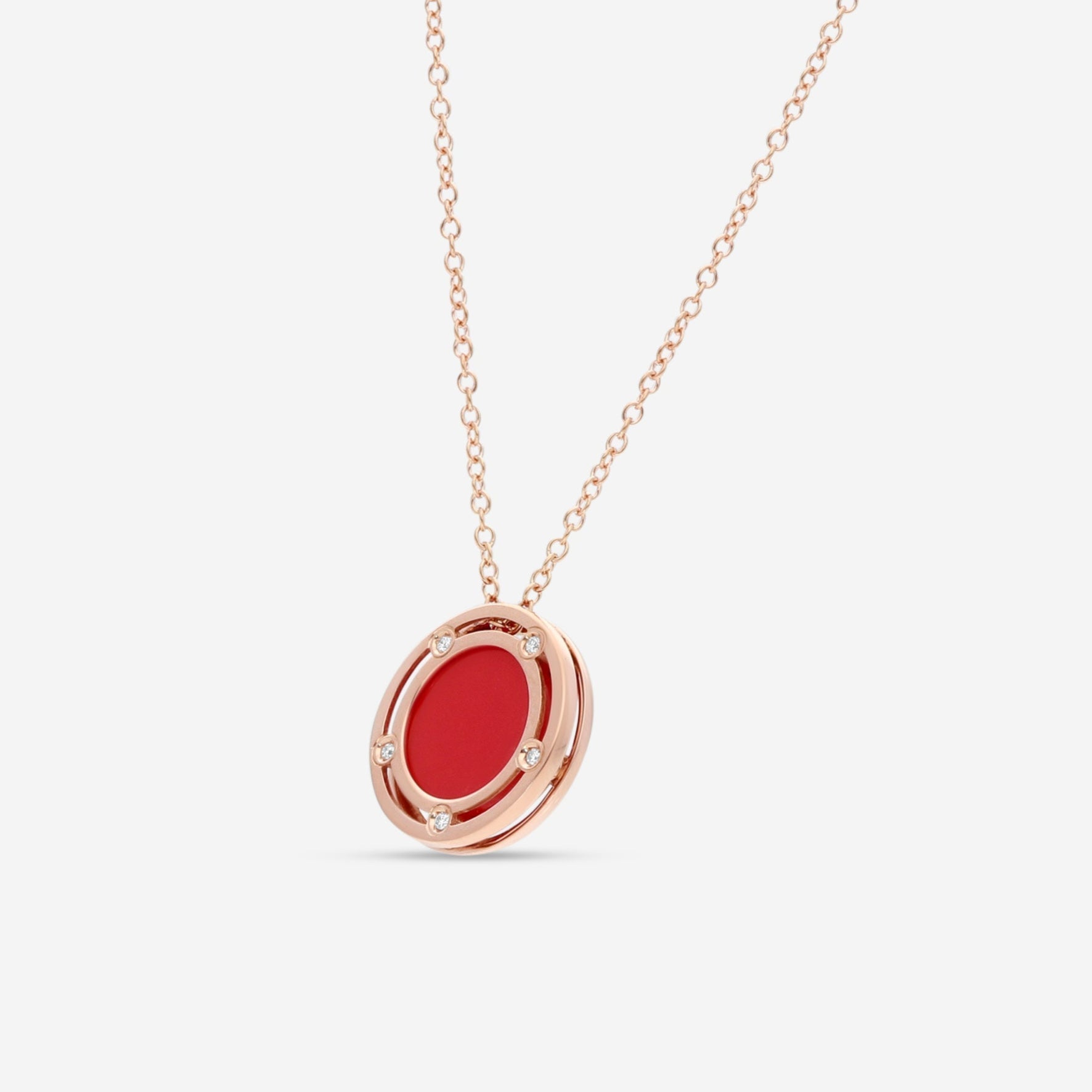 Damiani D. Side 18K Rose Gold Diamond & Carnelian Pendant Necklace 20086730 — view 2