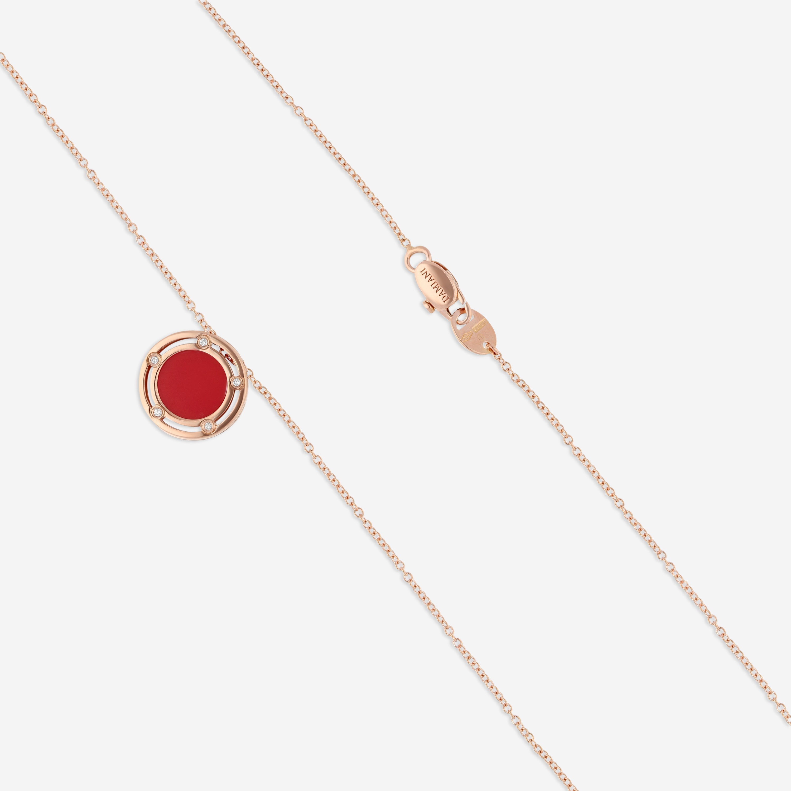 Damiani D. Side 18K Rose Gold Diamond & Carnelian Pendant Necklace 20086730 — view 3