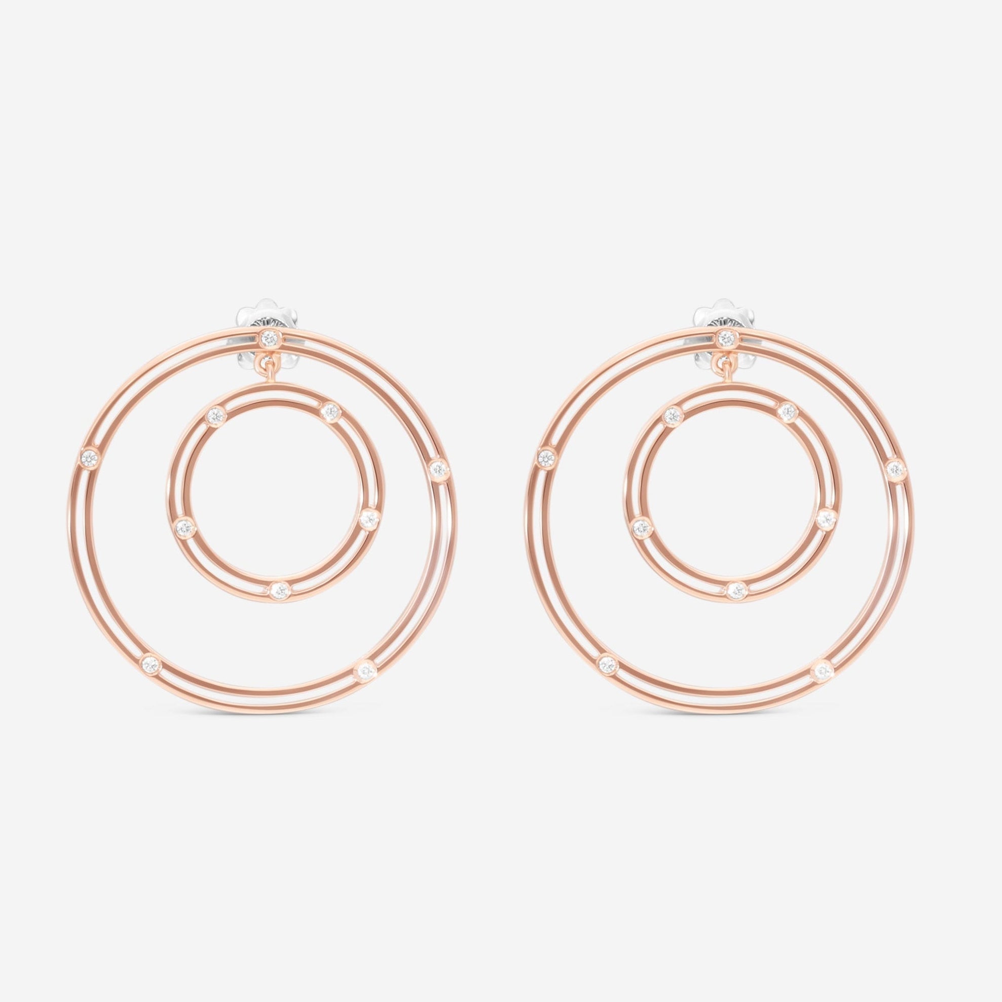 Damiani D. Side 18K Rose Gold Diamond Circle Stud Earrings 20086879