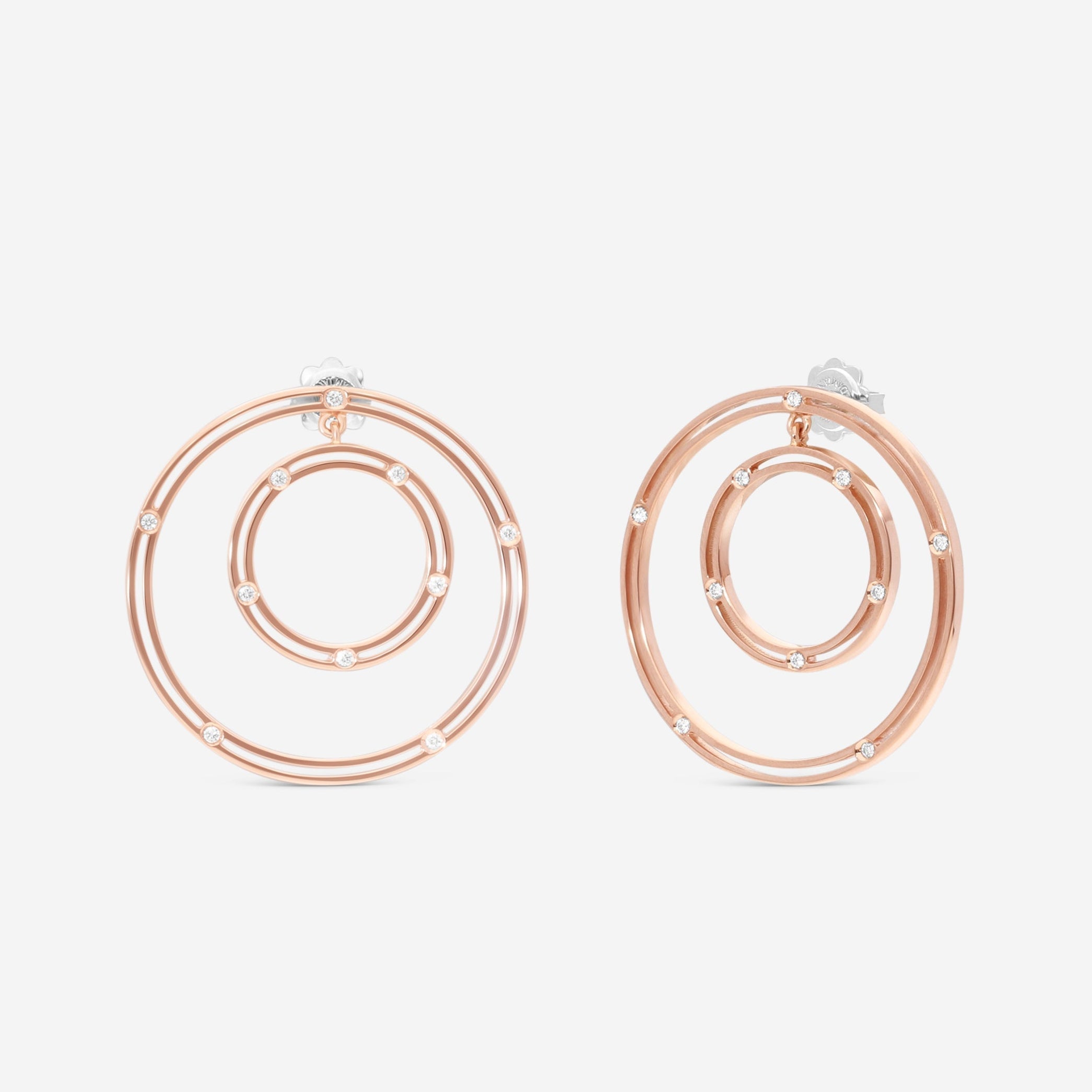 Damiani D. Side 18K Rose Gold Diamond Circle Stud Earrings 20086879 — view 2