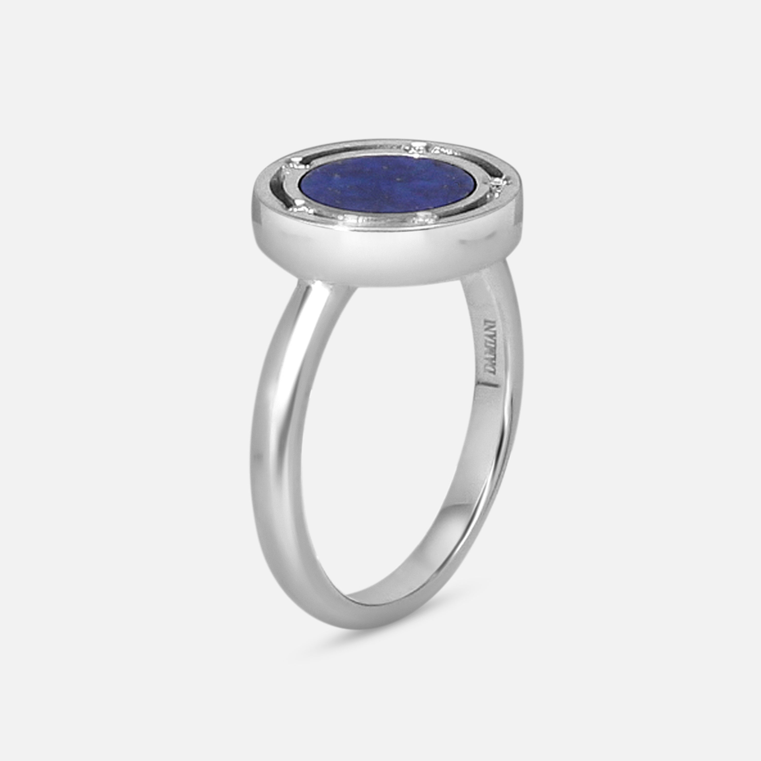 Damiani D. Side 18K Whıte Gold Diamond & Lapis Statement Band Ring Sz. 6.25 20084413 — view 2