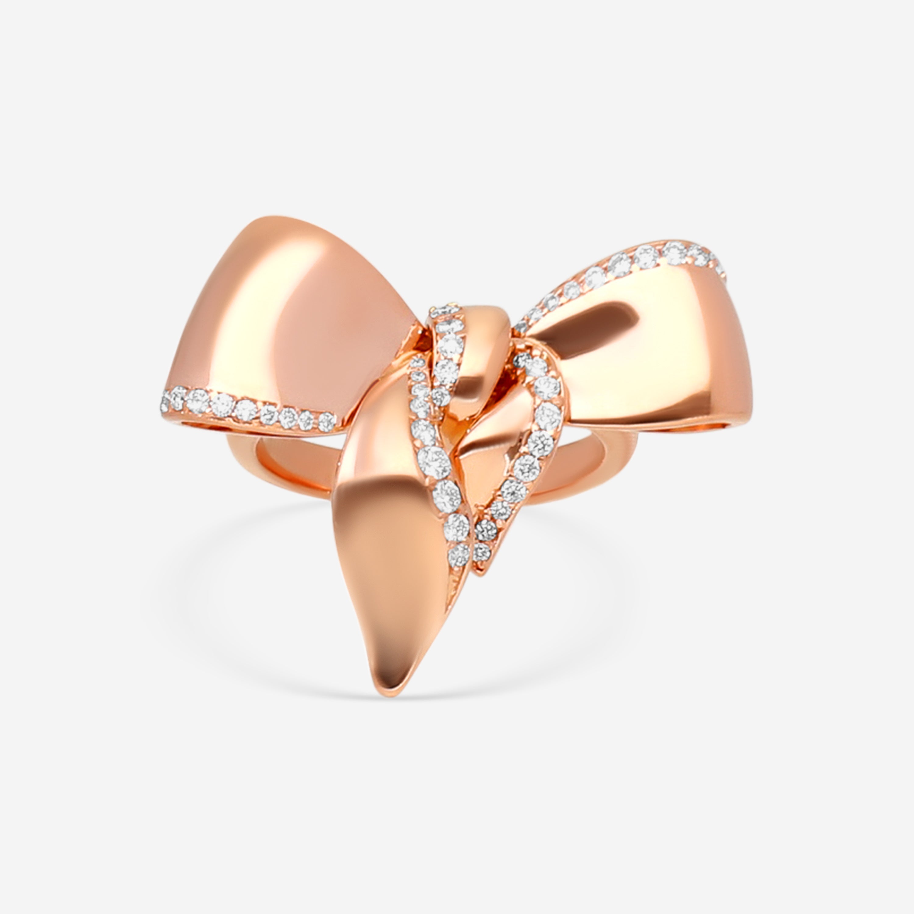 Damiani 18K Rose Gold Diamond Bow Ring Sz. 7.25 20068762 — view 2