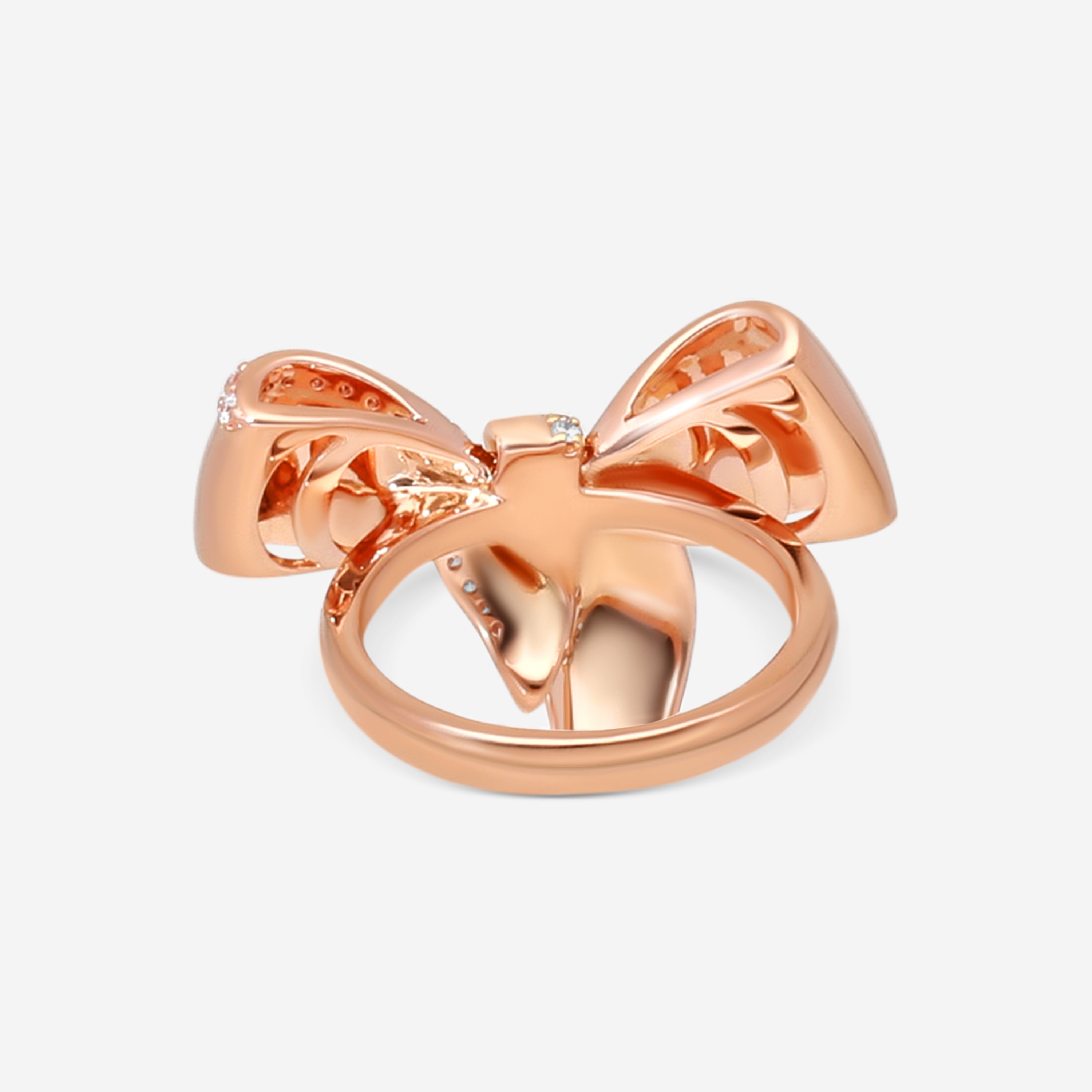 Damiani 18K Rose Gold Diamond Bow Ring Sz. 7.25 20068762 — view 3