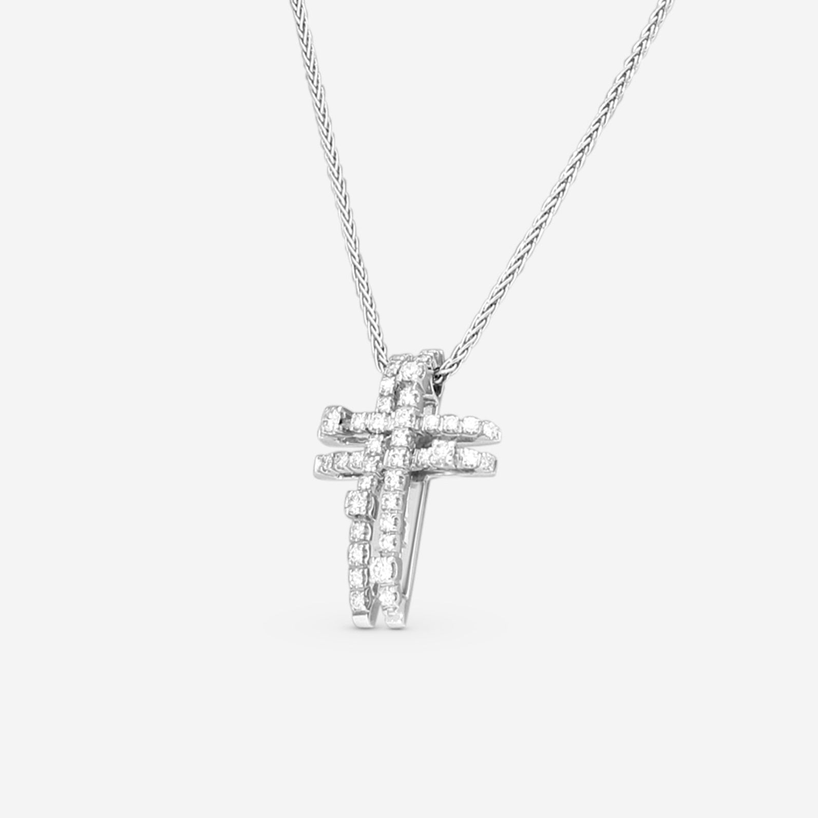 Damiani 18K White Gold Diamond Cross Pendant Necklace 20008881 — view 2