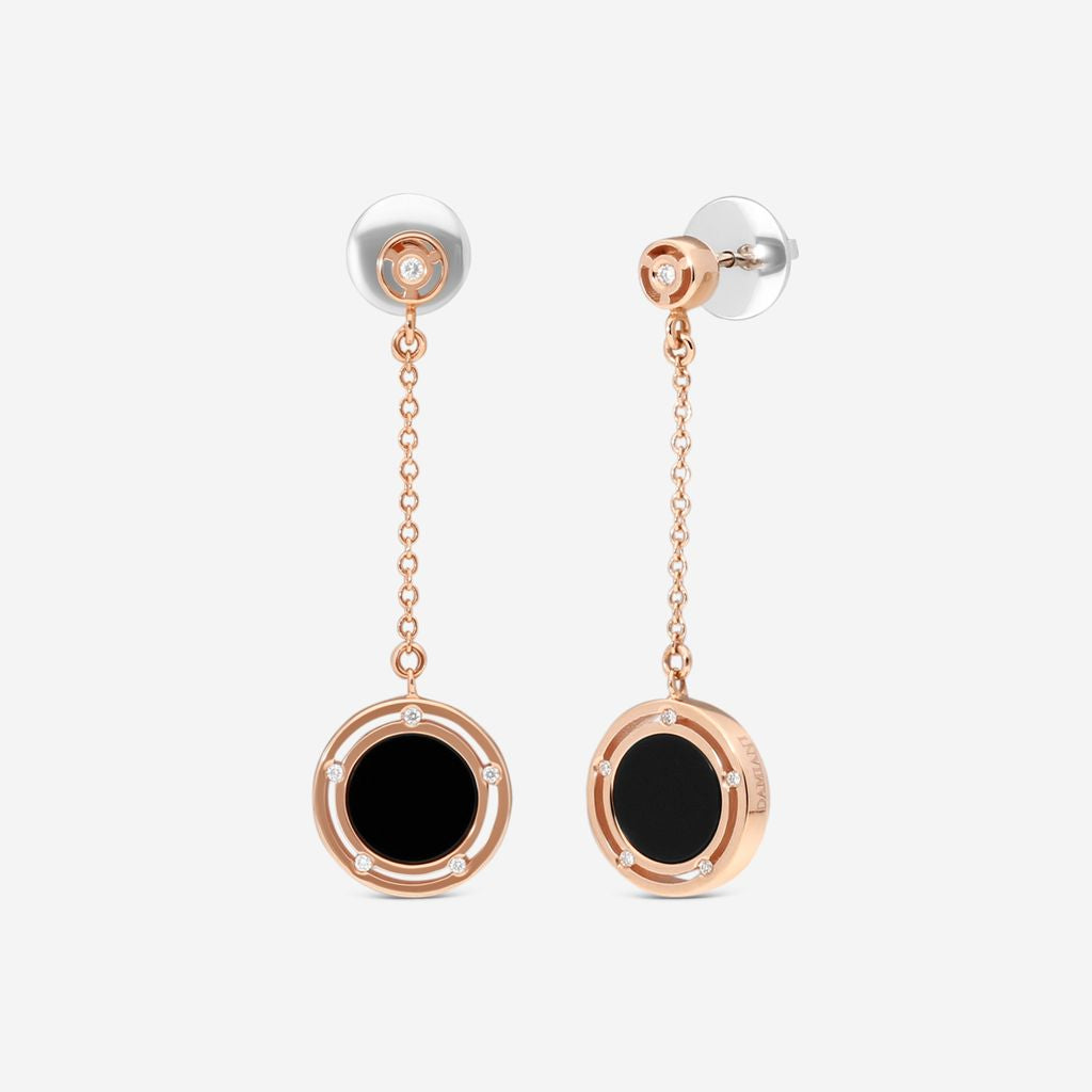 Damiani D. Side 18K Rose Gold Diamond & Onyx Drop Earrings 20086900 — view 2