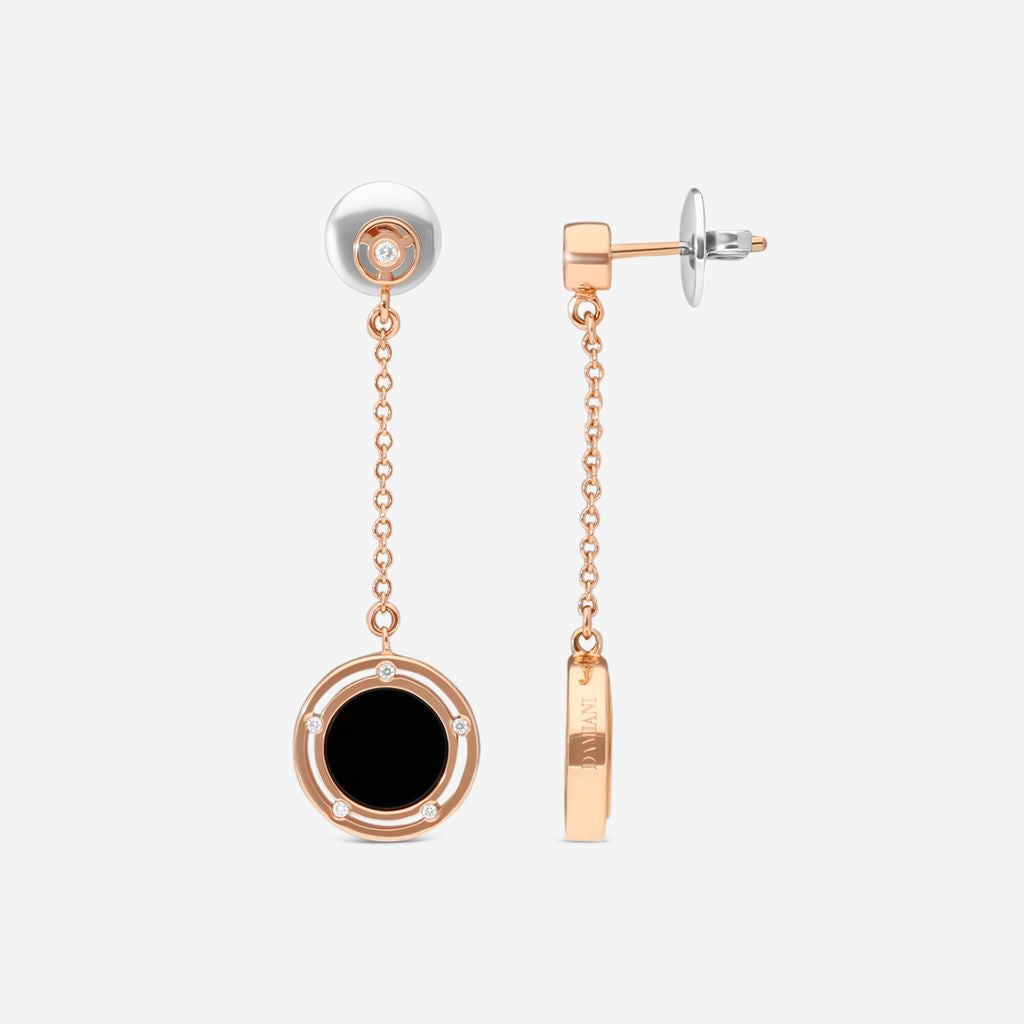 Damiani D. Side 18K Rose Gold Diamond & Onyx Drop Earrings 20086900 — view 3