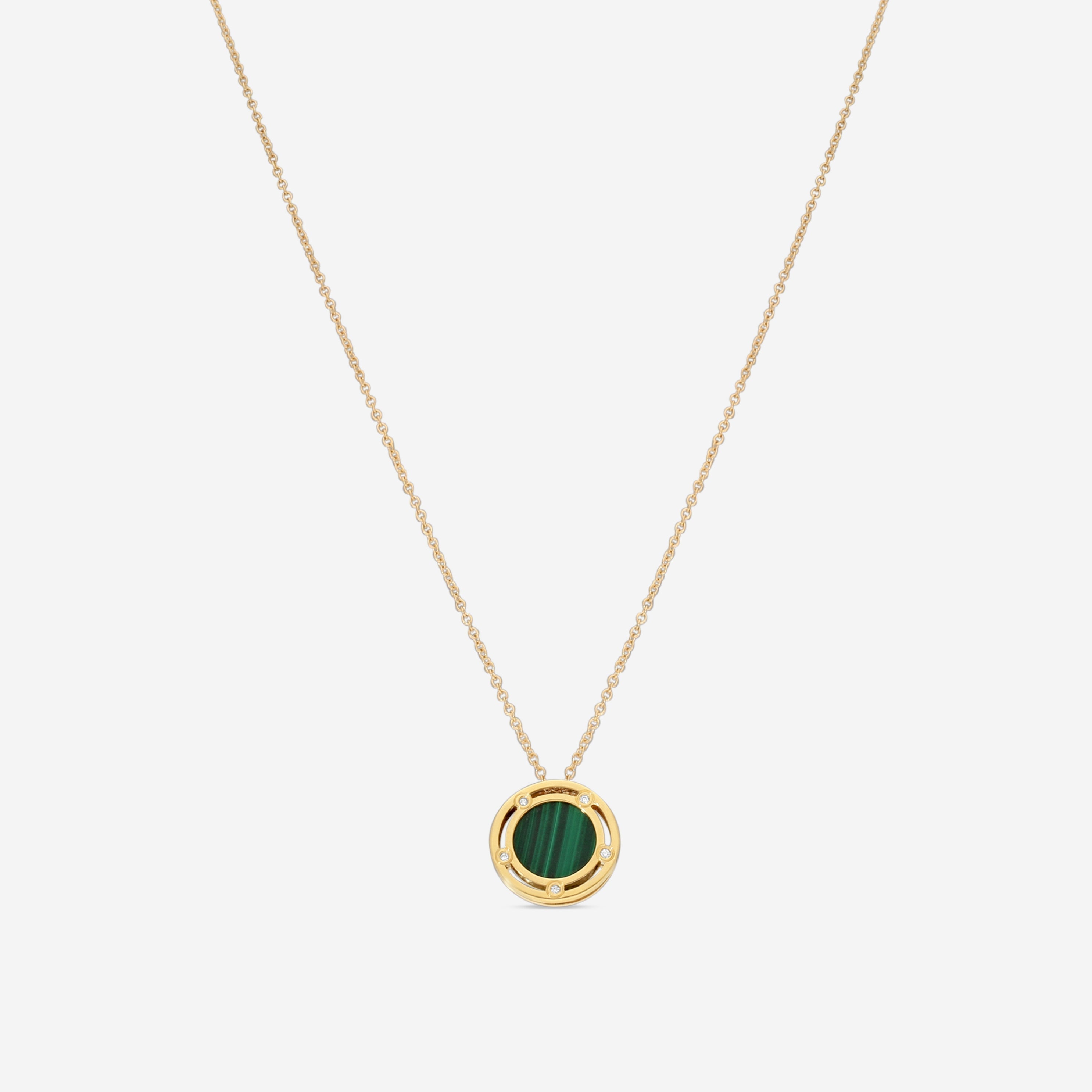 Damiani D. Side 18K Yellow Gold Diamond & Malachite Pendant Necklace 20082542