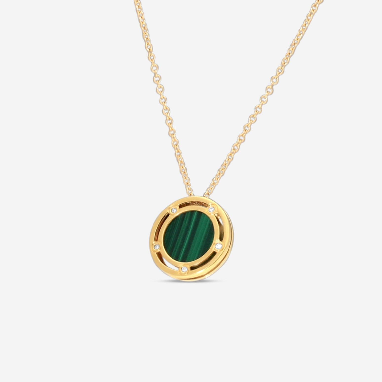 Damiani D. Side 18K Yellow Gold Diamond & Malachite Pendant Necklace 20082542 — view 2