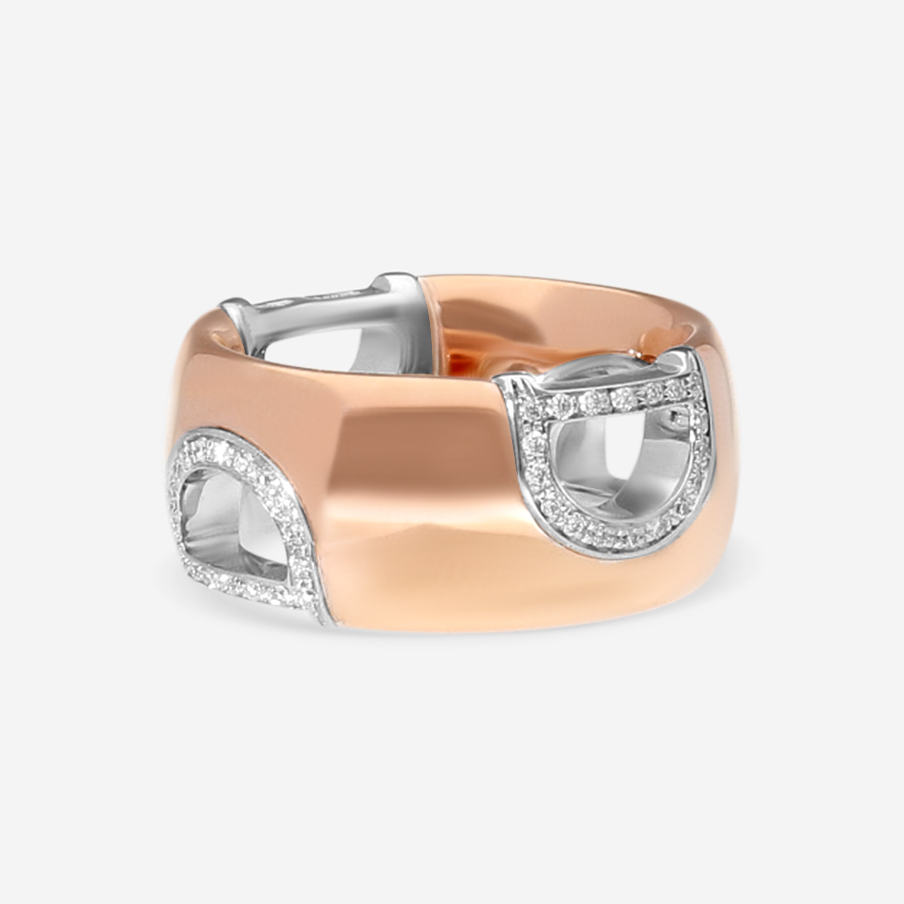 Damiani D. Icon 18K Rose & White Gold Diamond Band Ring Sz. 5.25 20049328