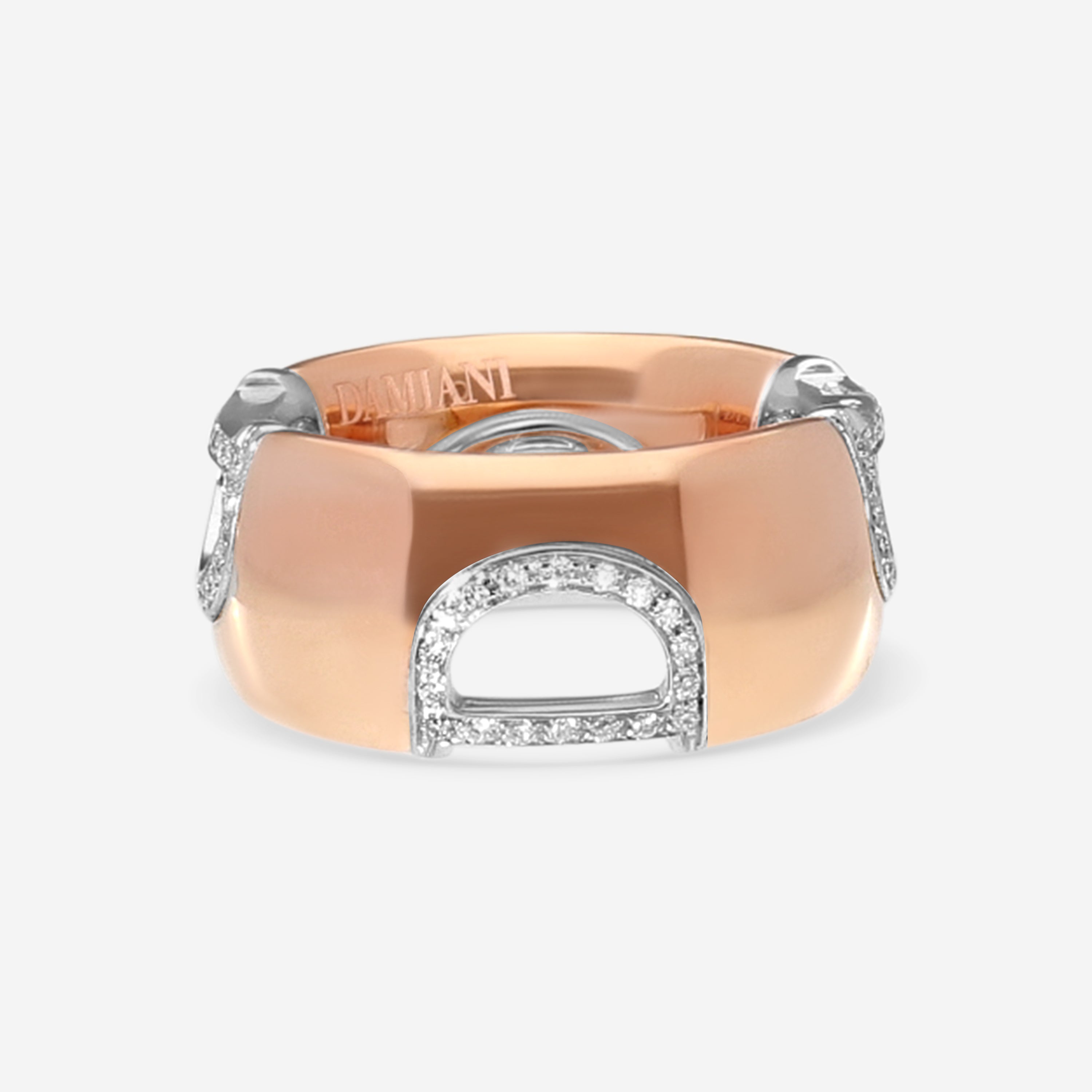 Damiani D. Icon 18K Rose & White Gold Diamond Band Ring Sz. 5.25 20049328 — view 3
