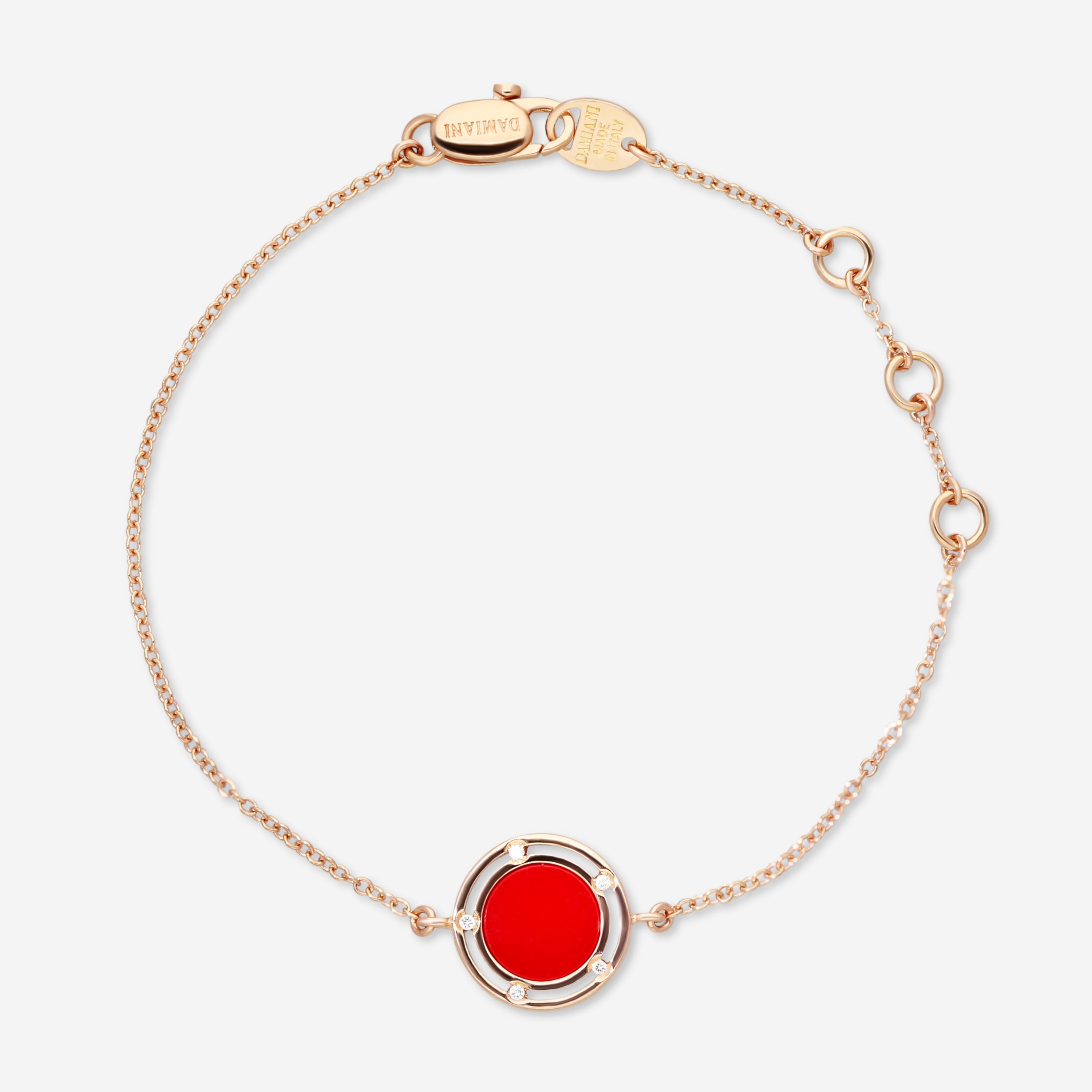 Damiani D. Side 18K Rose Gold Diamond & Carnelian Chain Bracelet 20086909