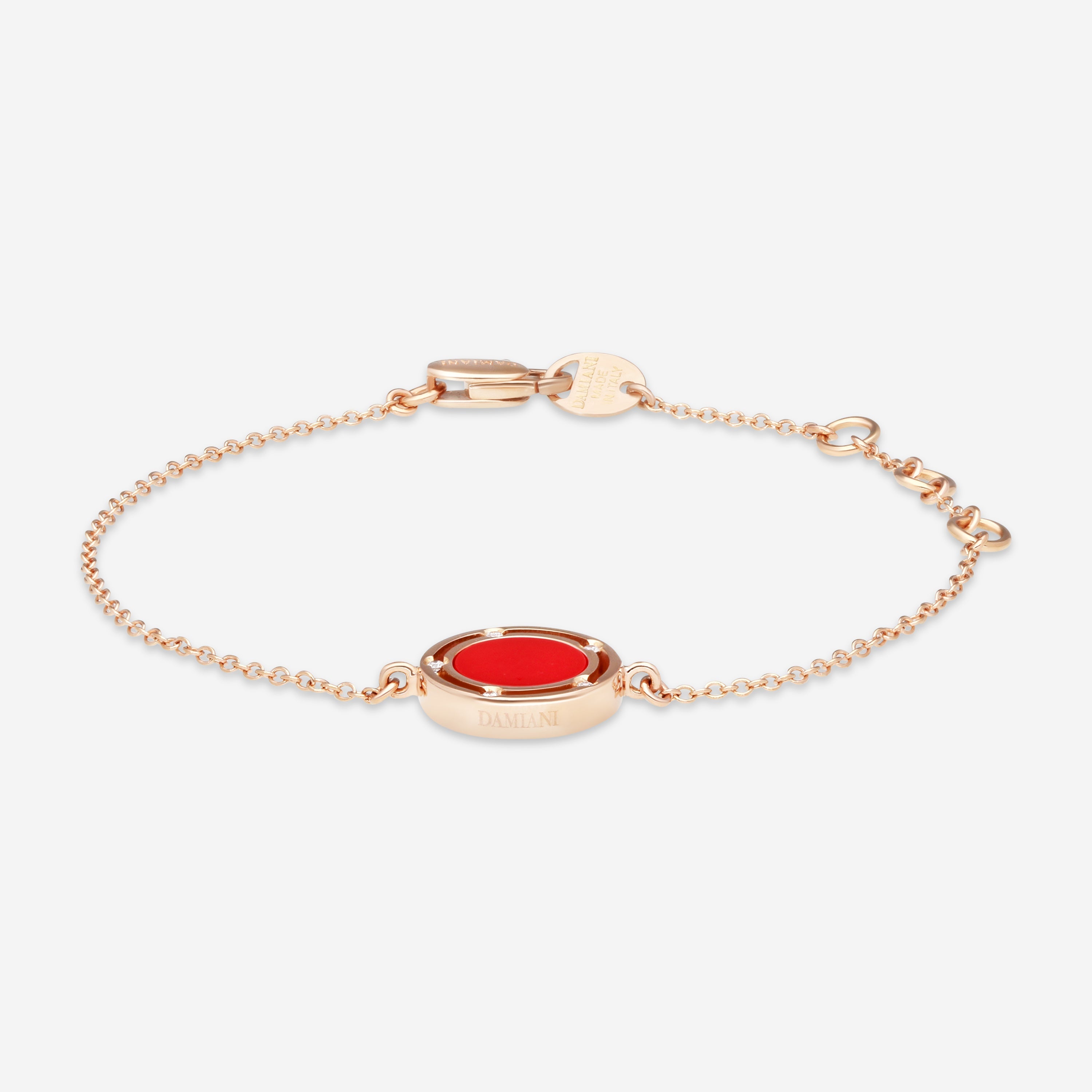 Damiani D. Side 18K Rose Gold Diamond & Carnelian Chain Bracelet 20086909 — view 2