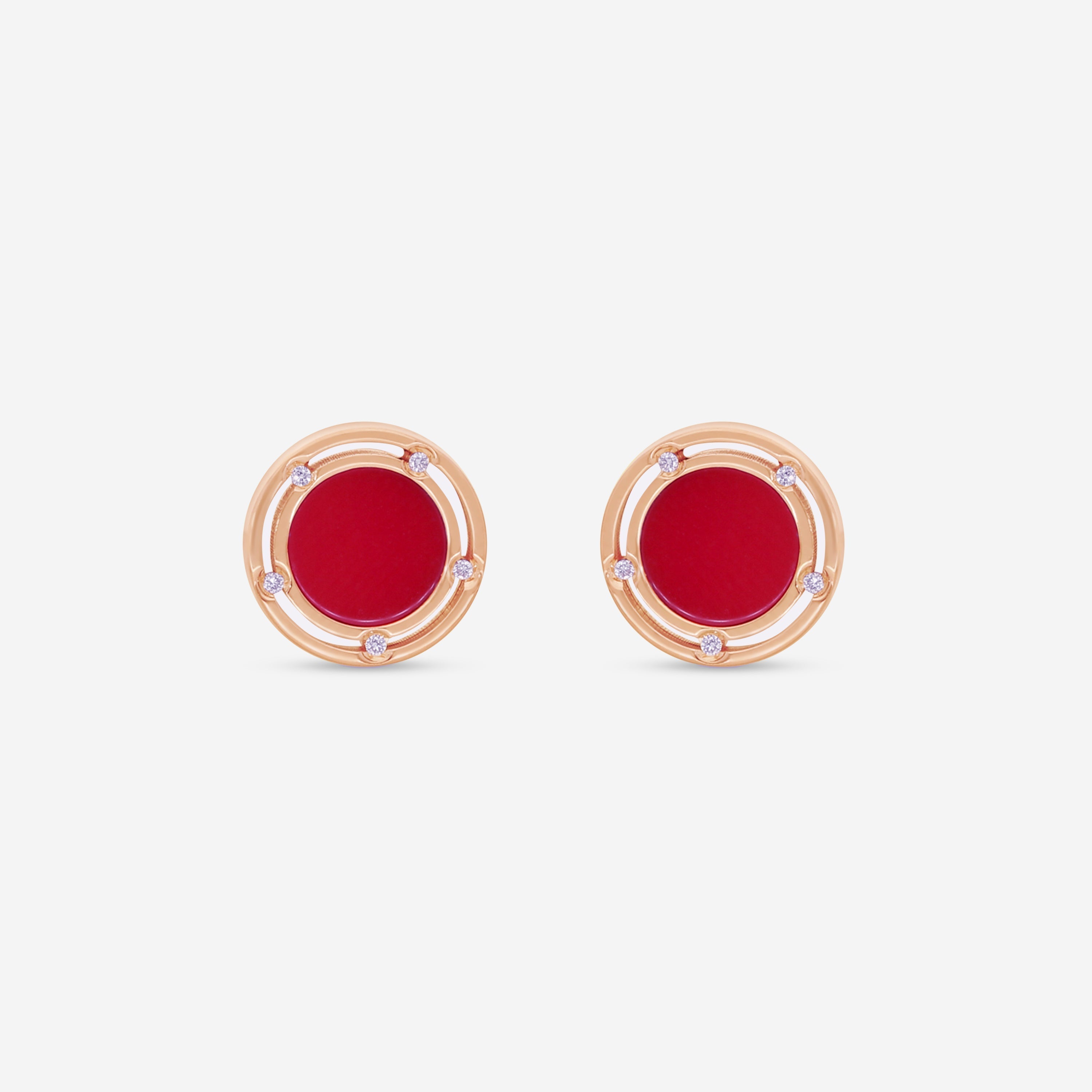 Damiani D. Side 18K Rose & White Gold Diamond & Carnelian Stud Earrings 20086728