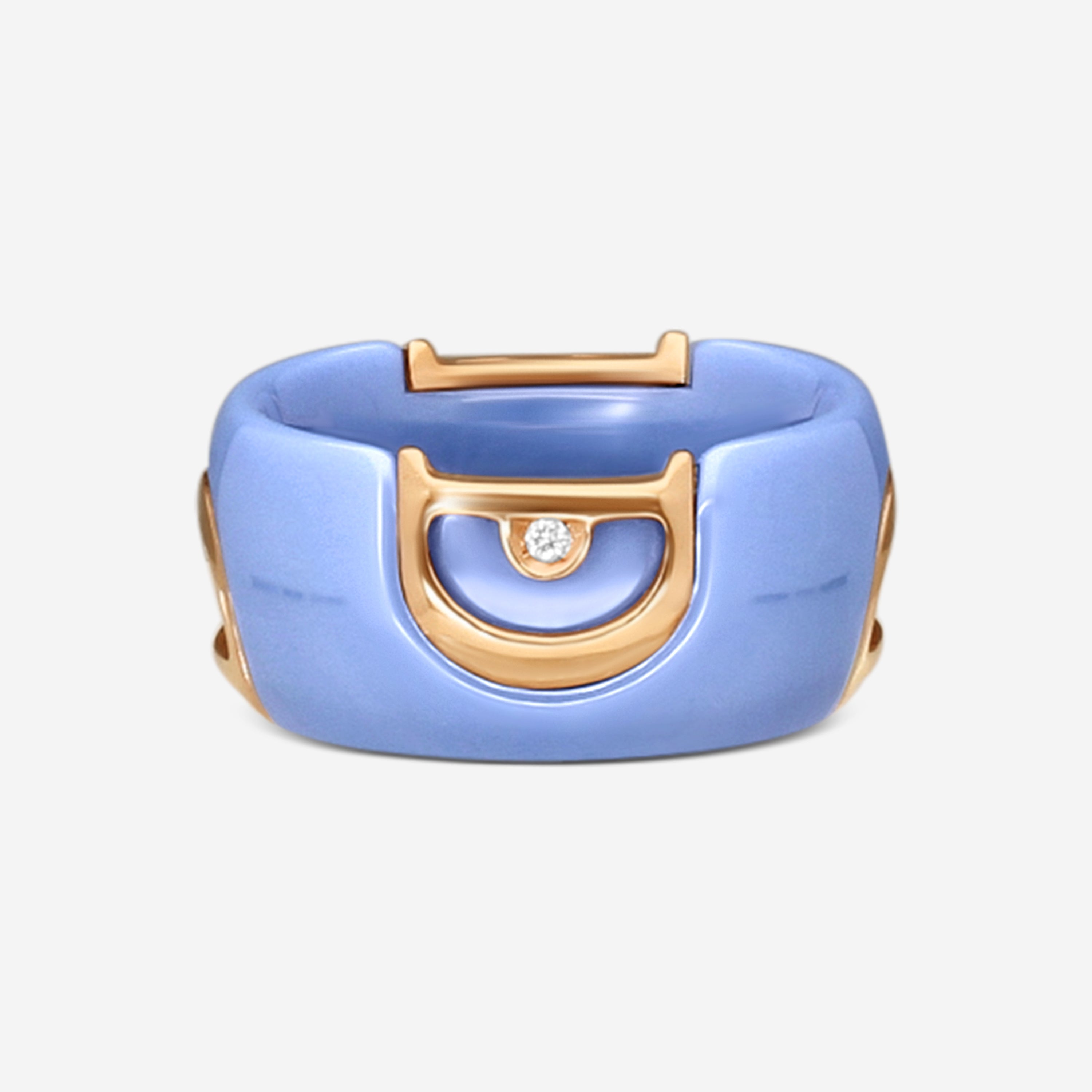 Damiani D. Icon Blue Ceramic & 18K Rose Gold Diamond Band Ring 150565-71