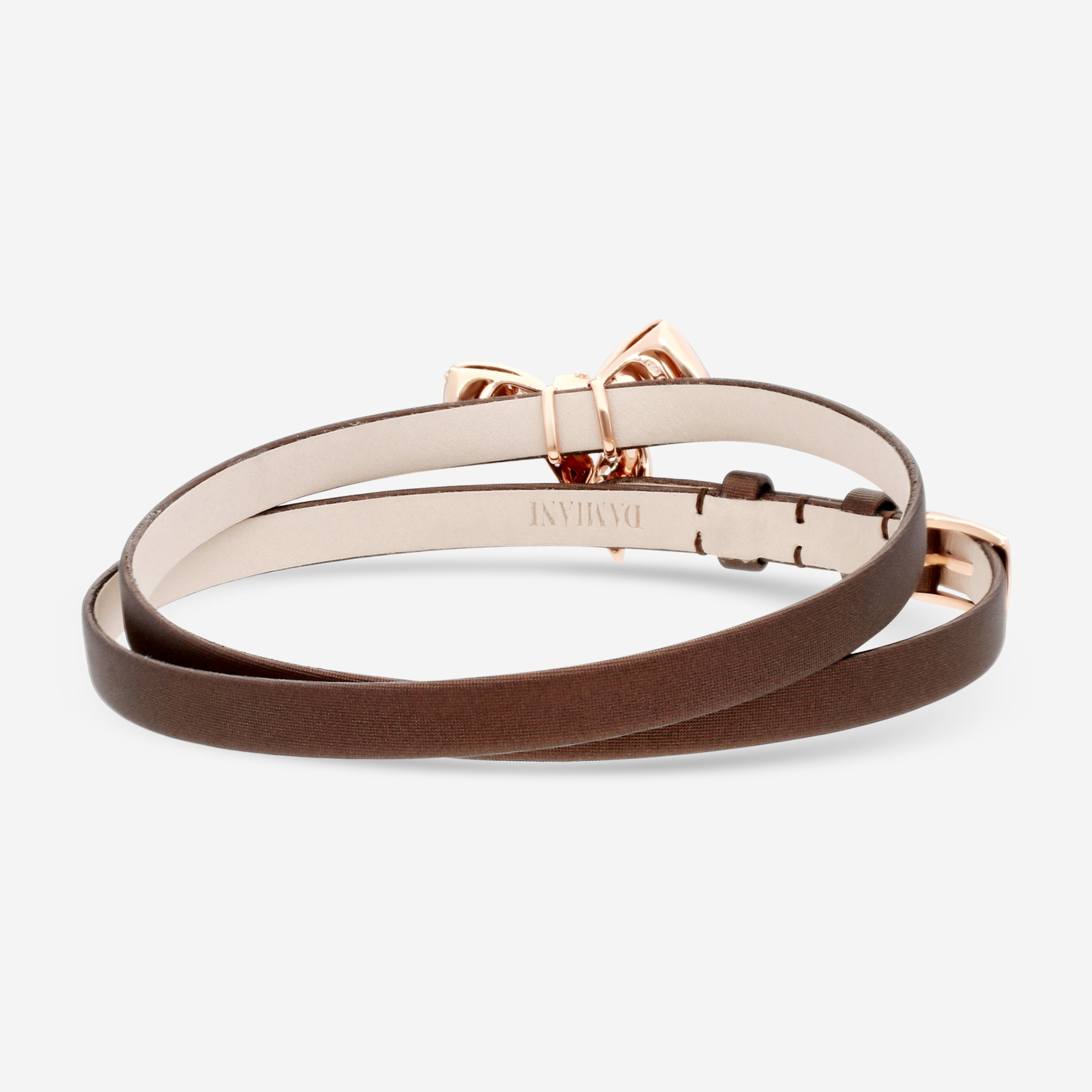 Damiani Satin Leather & 18K Rose Gold Diamond Bow Cord Bracelet 20068543 — view 2