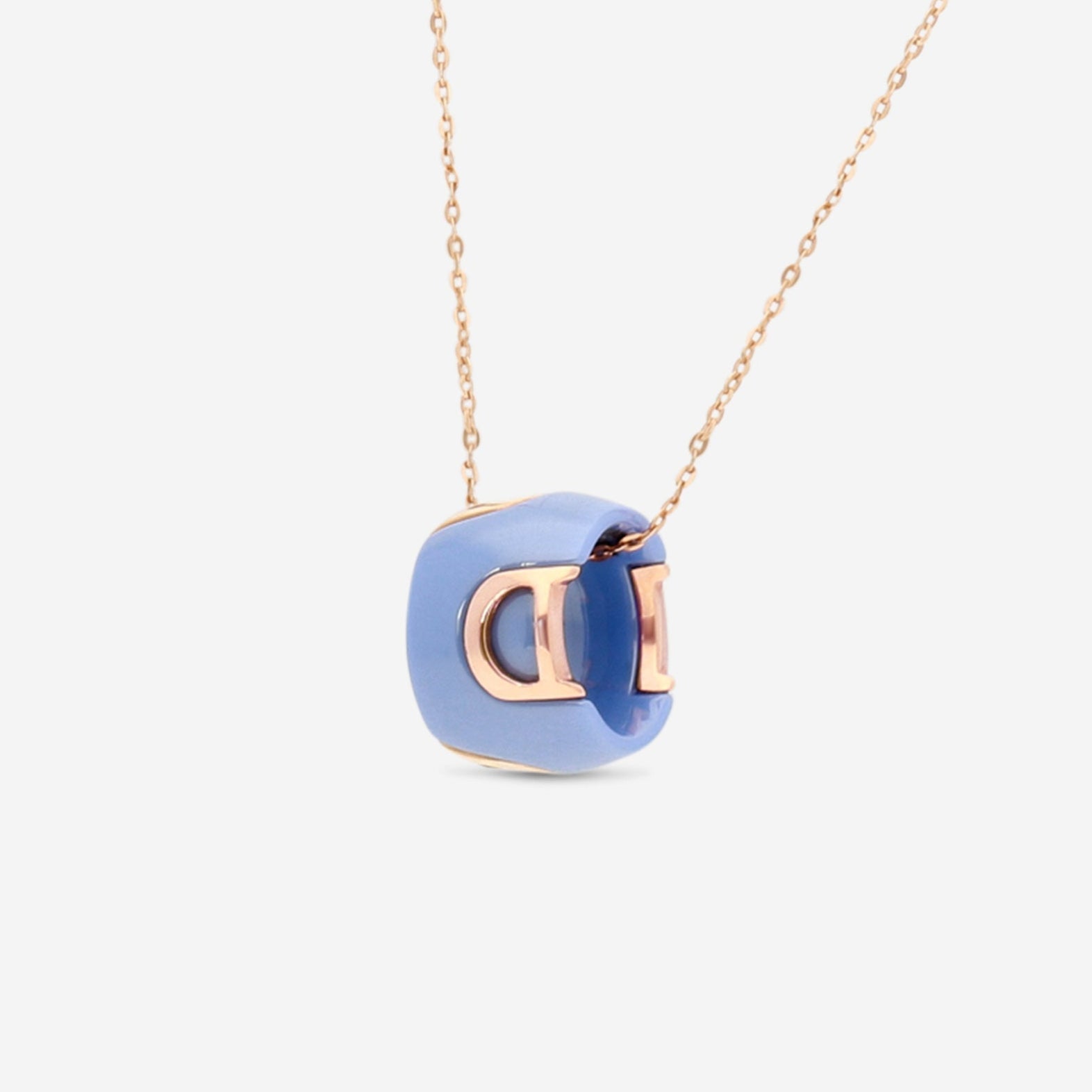 Damiani D. Icon 18K Rose Gold & Blue Ceramic Diamond Pendant Necklace 20078890 — view 2
