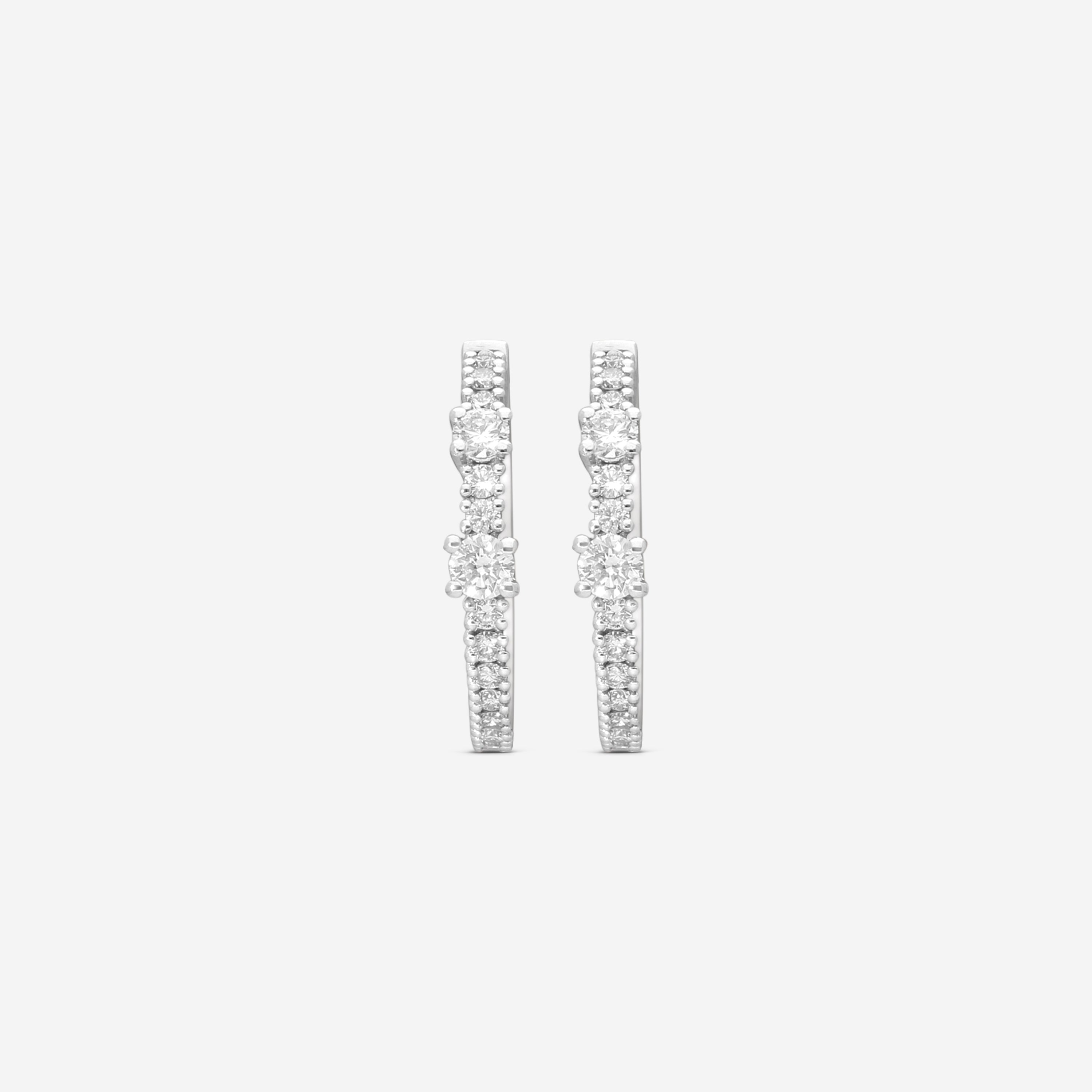 Damiani 18K Whıte Gold Diamond Hoop Earrings 20091233 — view 2