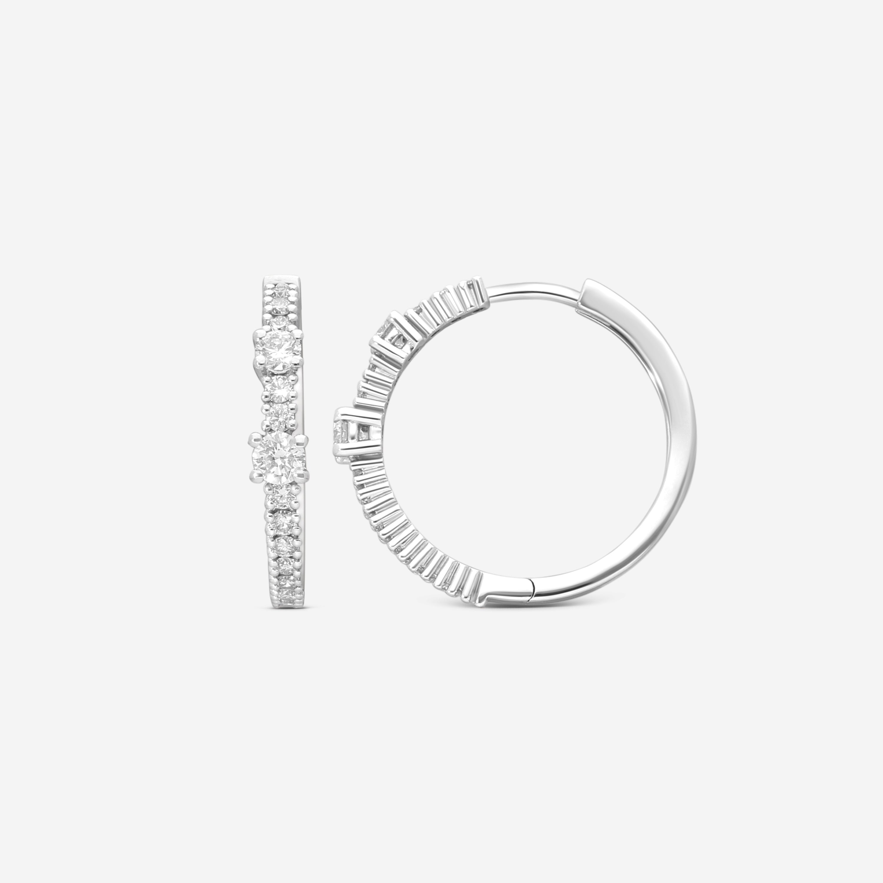 Damiani 18K Whıte Gold Diamond Hoop Earrings 20091233 — view 3