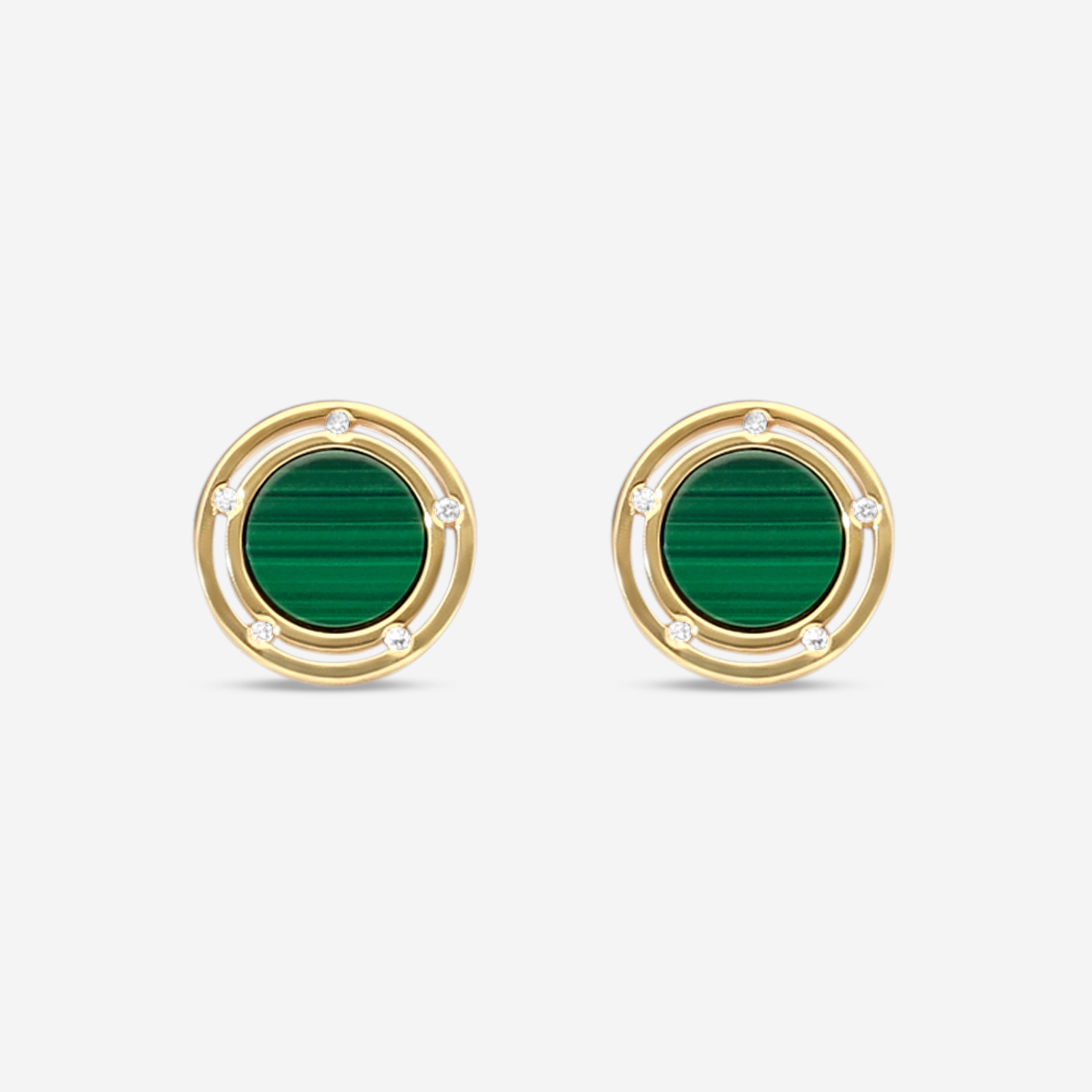 Damiani D. Side Malachite & 18K Yellow Gold Diamond Stud Earrings 20080451