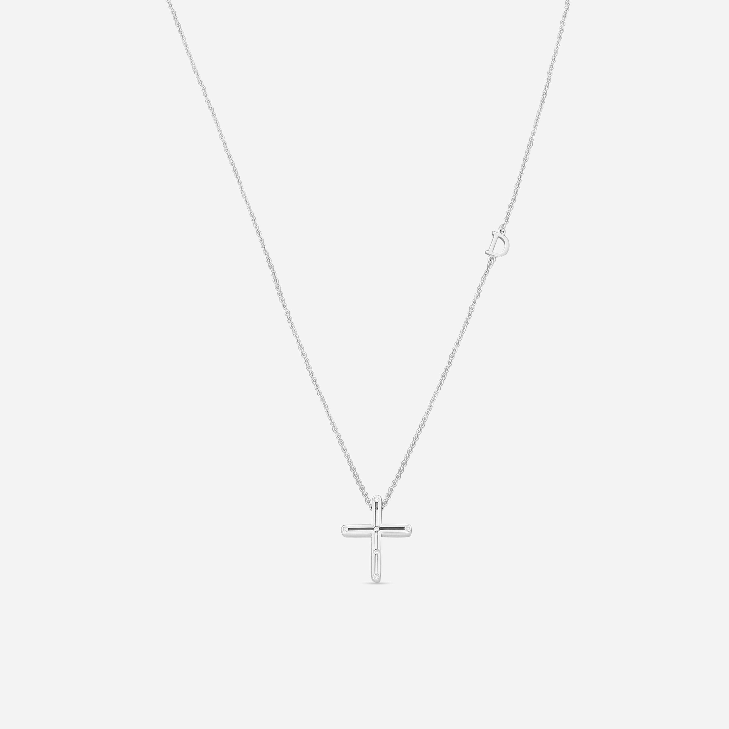 Damiani 18K Whıte Gold Diamond Cross Pendant Necklace 20076841