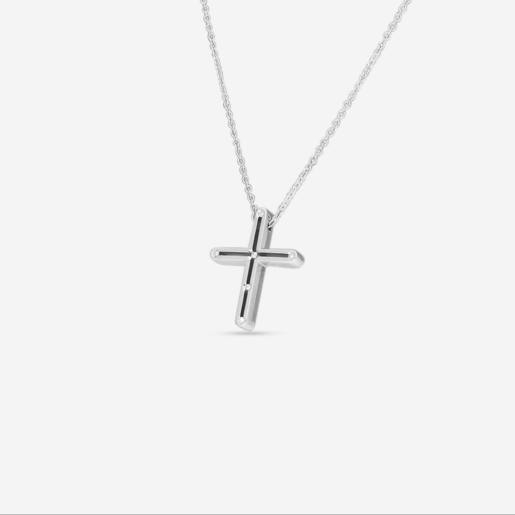 Damiani 18K Whıte Gold Diamond Cross Pendant Necklace 20076841 — view 2