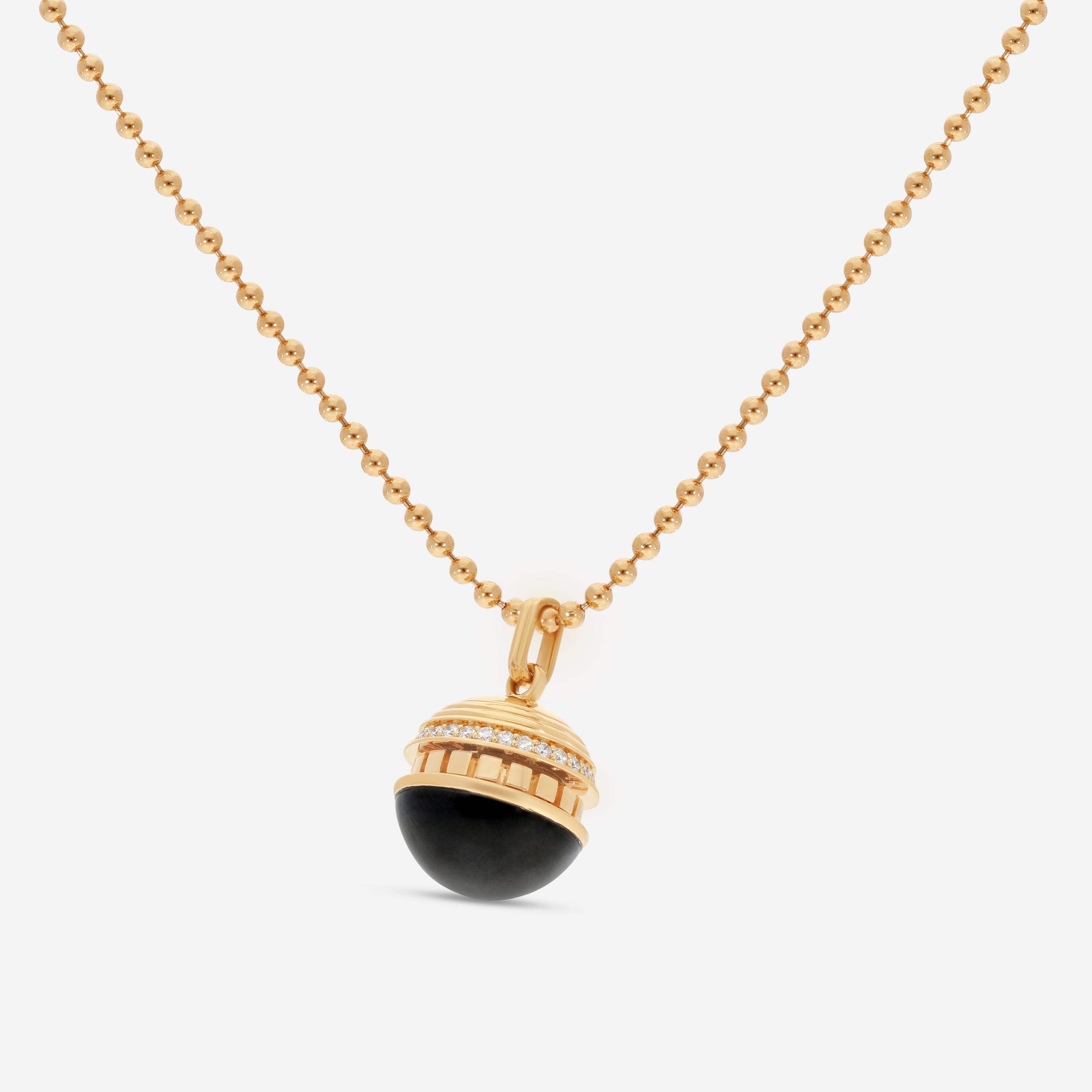 Roberto Coin Mosaic 18K Rose Gold Black Jade & Diamond Pendant Necklace 8883552AX17XB — view 2