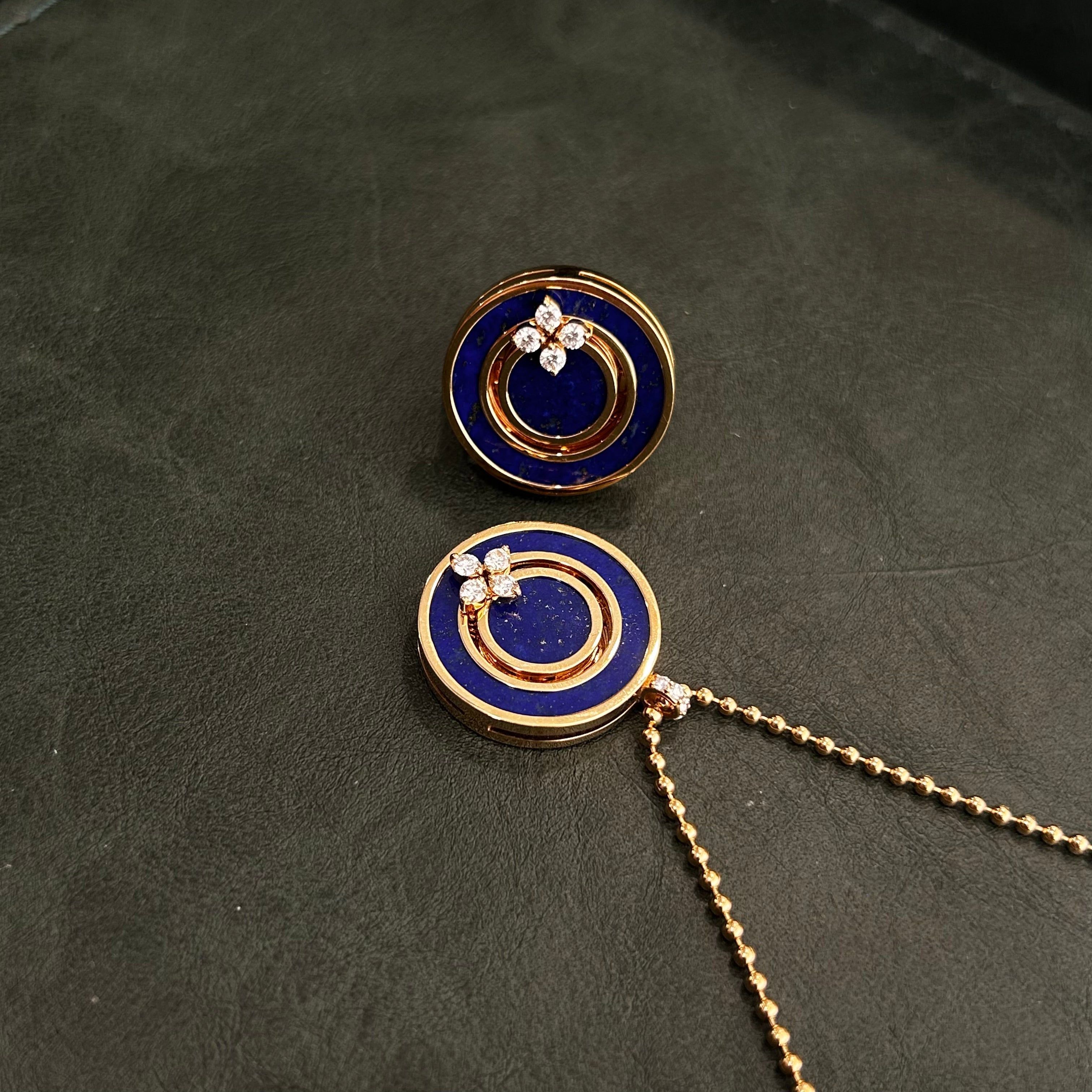 Roberto Coin Love in Verona 18K Rose Gold Diamond & Blue Lapis Pendant Necklace 8883126AX17X — view 2