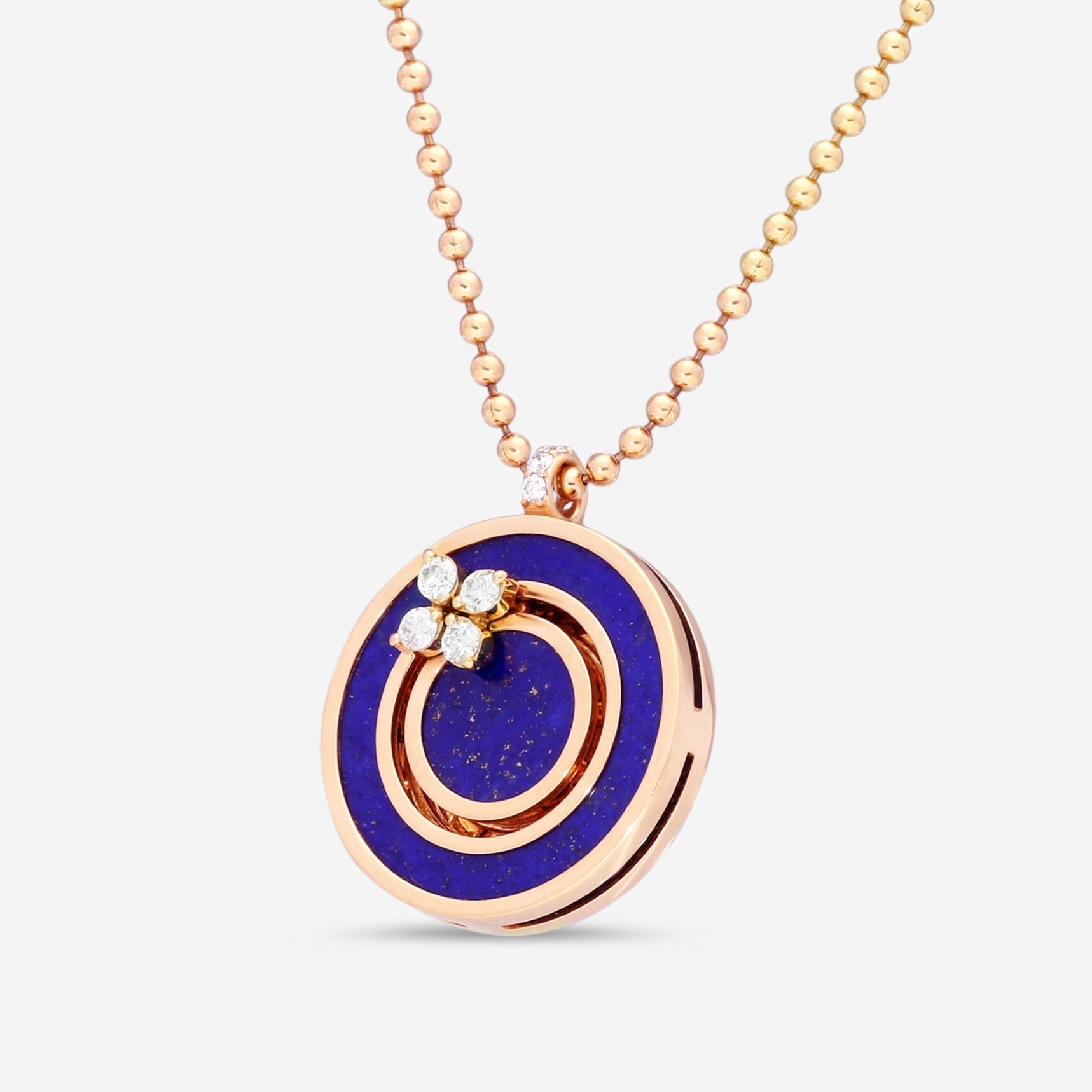 Roberto Coin Love in Verona 18K Rose Gold Diamond & Blue Lapis Pendant Necklace 8883126AX17X — view 3