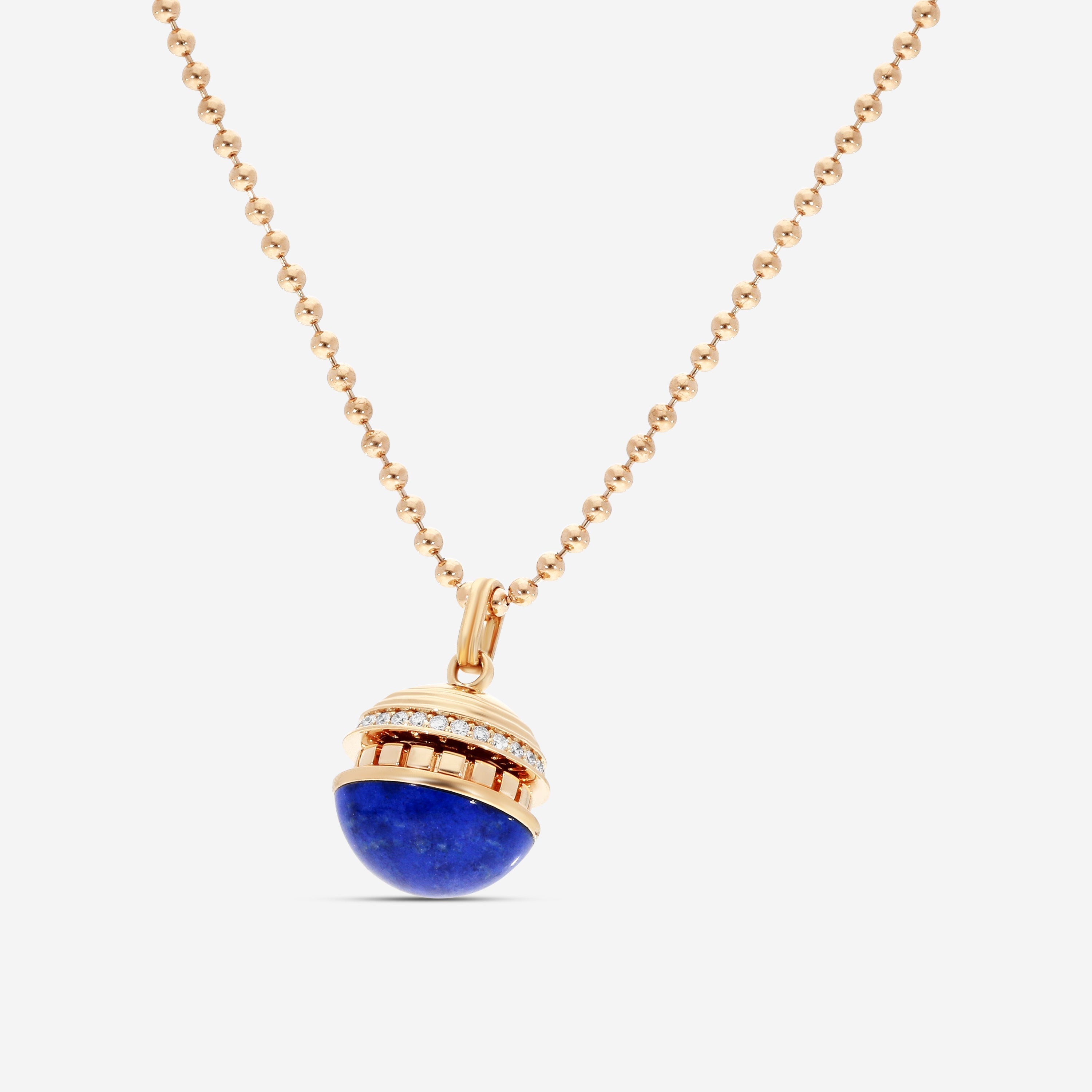Roberto Coin Mosaic 18K Rose Gold Blue Lapis & Diamond Pendant Necklace 8883552AX17XL — view 2