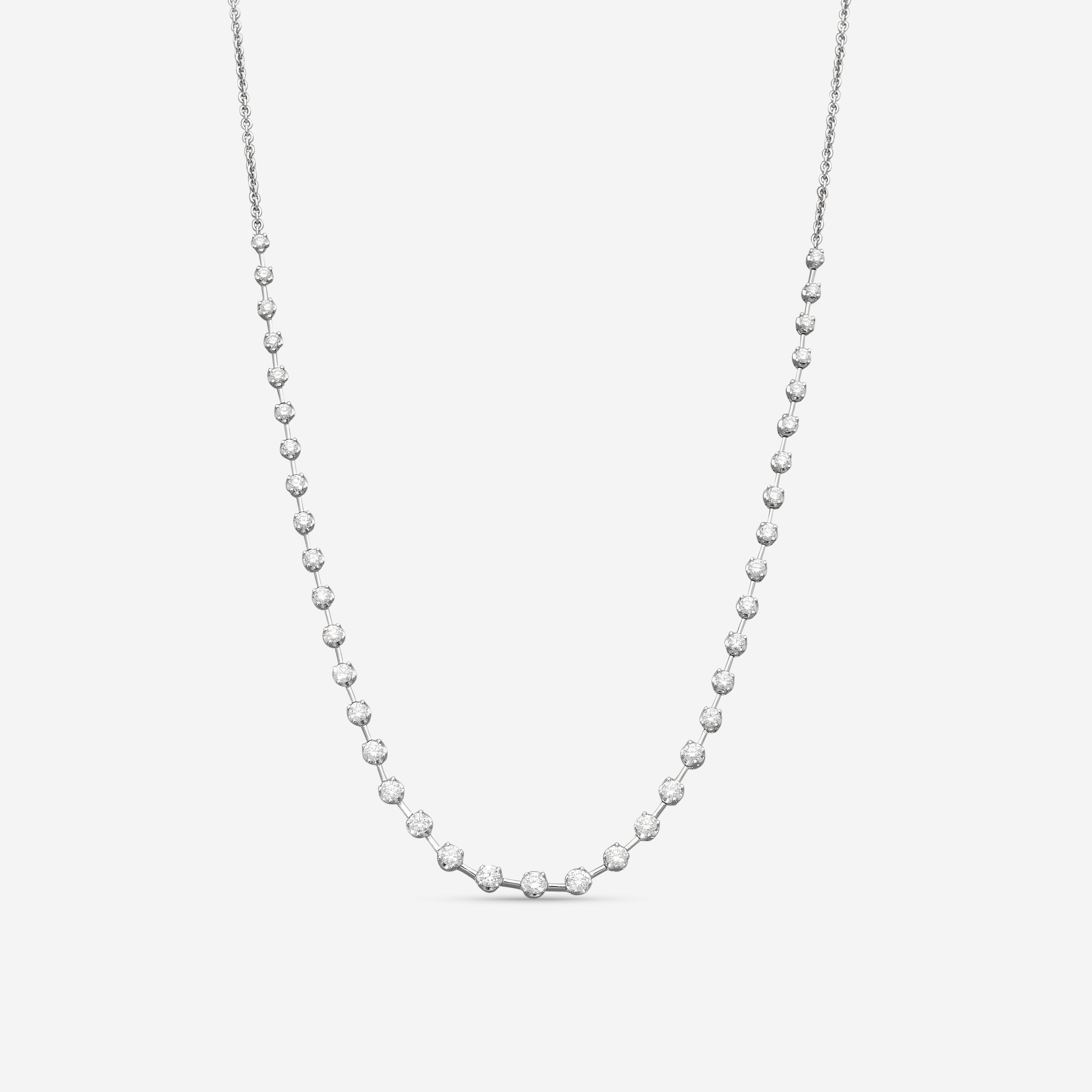 Mémoire 18K White Gold Diamond Station Bar Necklace MXN4528N-0200TW