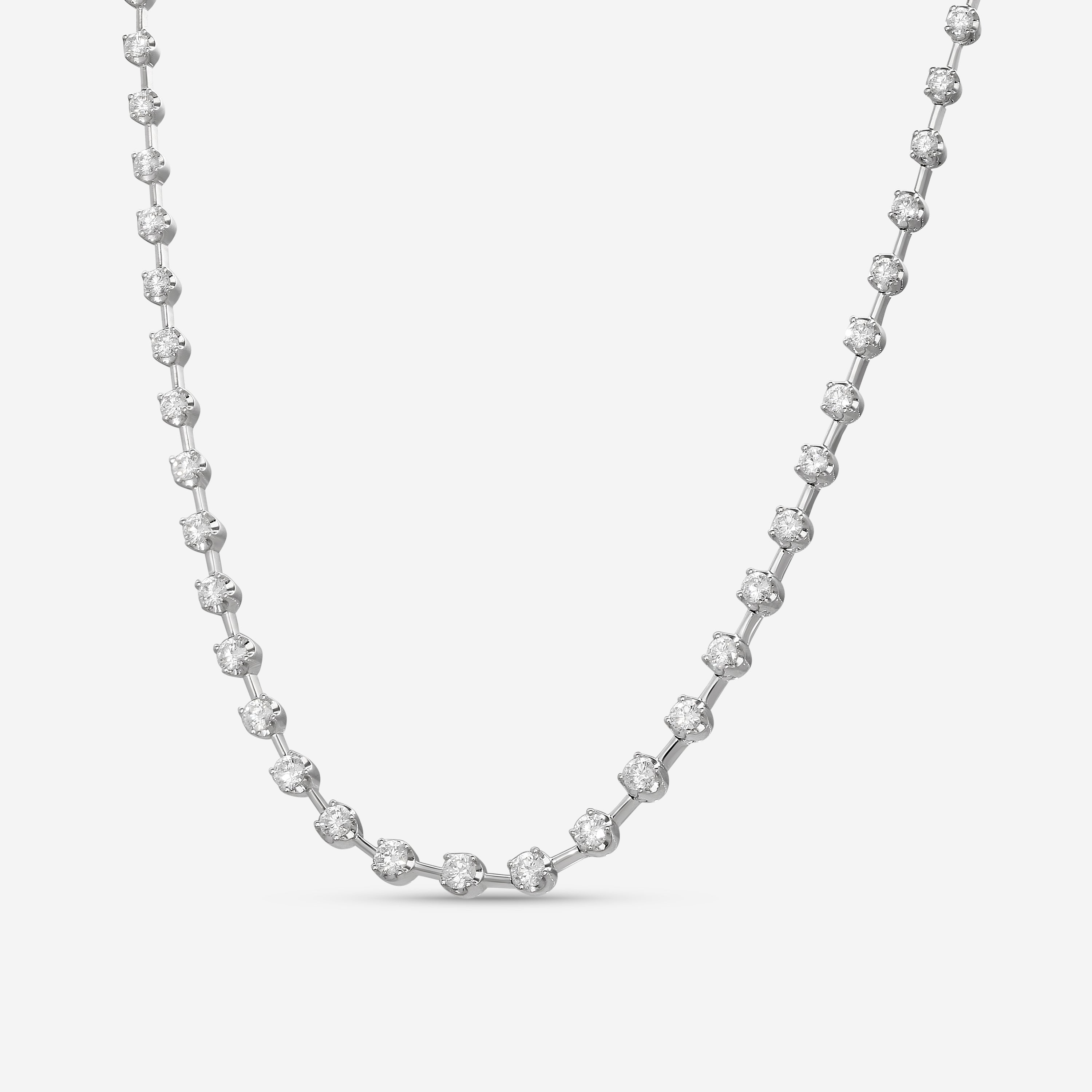 Mémoire 18K White Gold Diamond Station Bar Necklace MXN4528N-0200TW — view 2