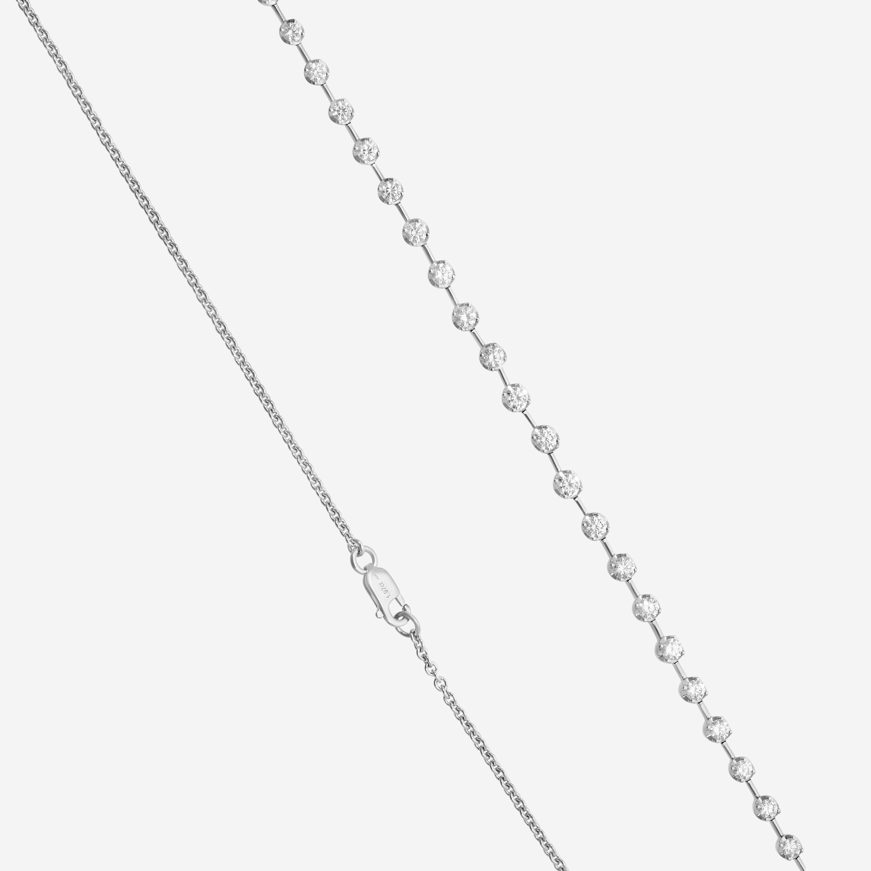 Mémoire 18K White Gold Diamond Station Bar Necklace MXN4528N-0200TW — view 3