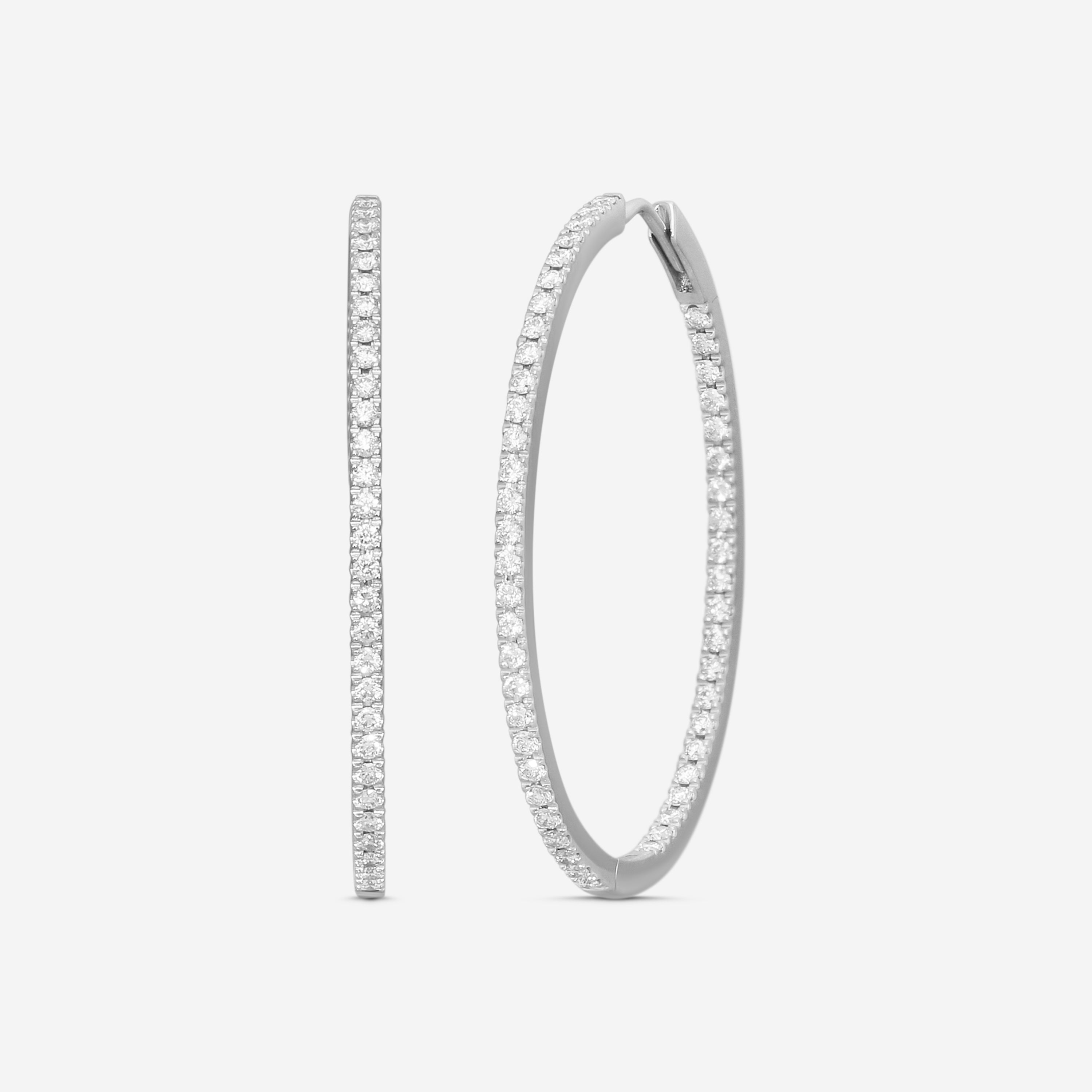 Mémoire 18K White Gold Diamond Hoop Earrings MOHE-0150AW