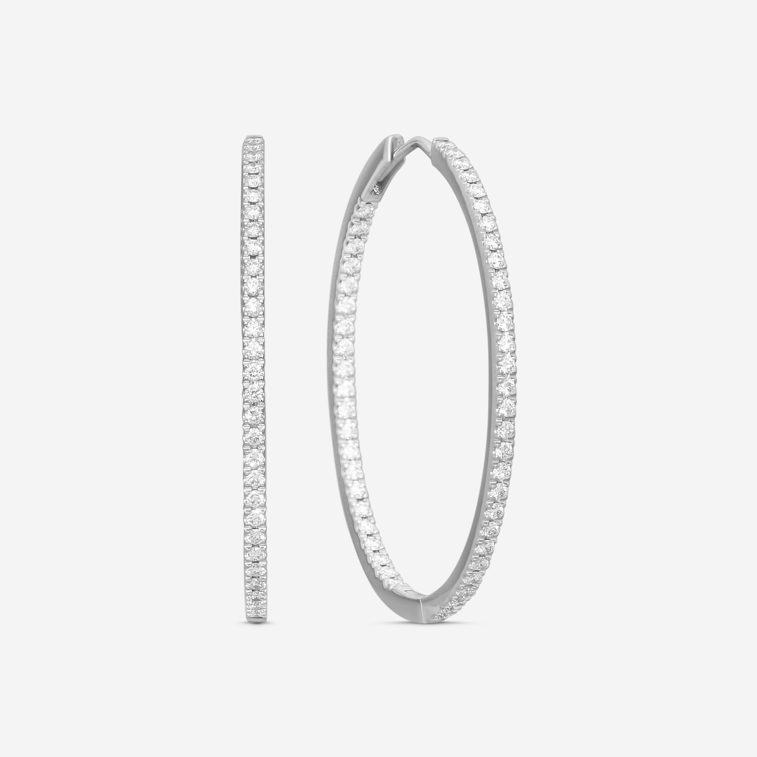 Mémoire 18K White Gold Diamond Hoop Earrings MOHE-0150AW — view 2