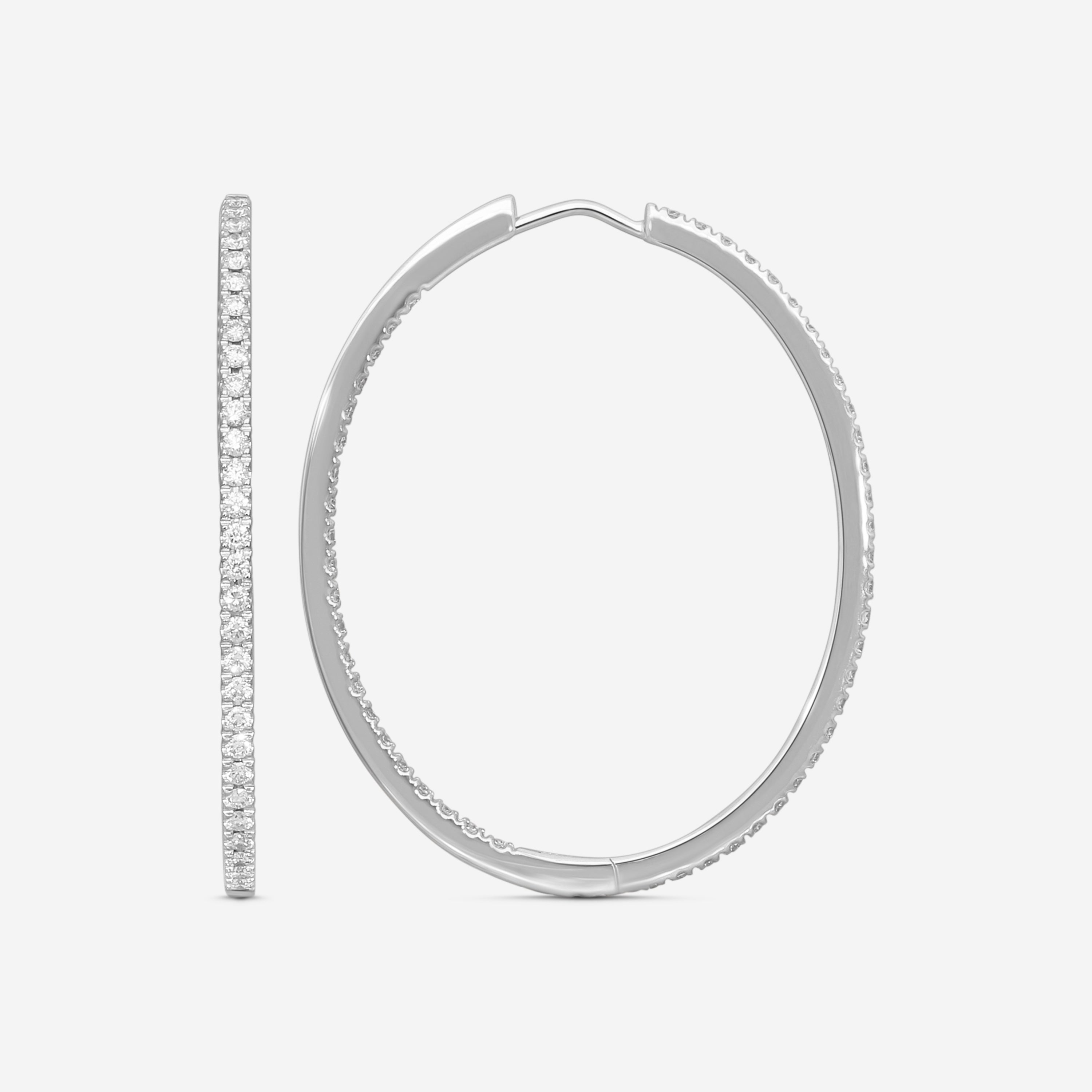 Mémoire 18K White Gold Diamond Hoop Earrings MOHE-0150AW — view 3