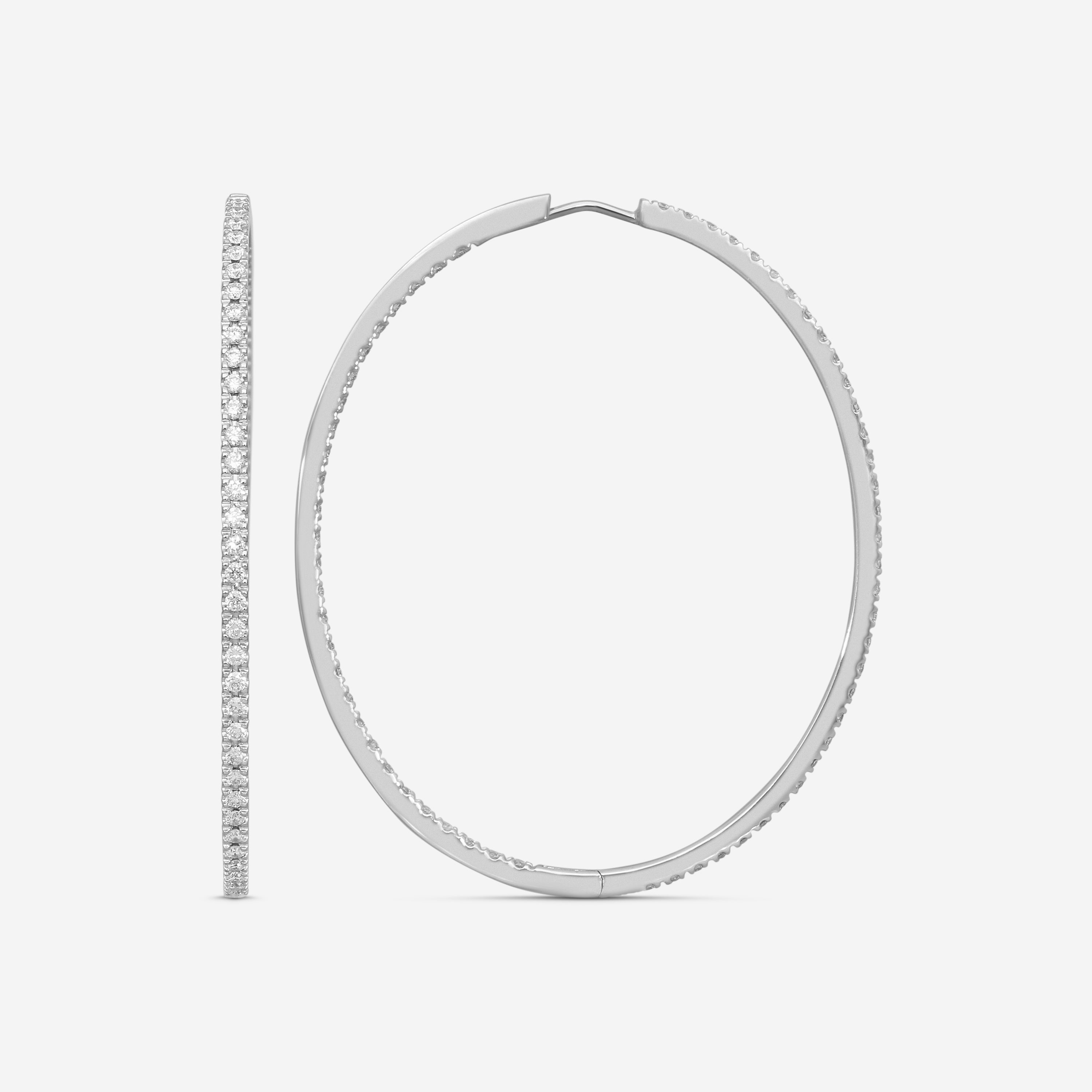 Mémoire 18K White Gold Diamond Hoop Earrings MOHE-0200TW — view 2