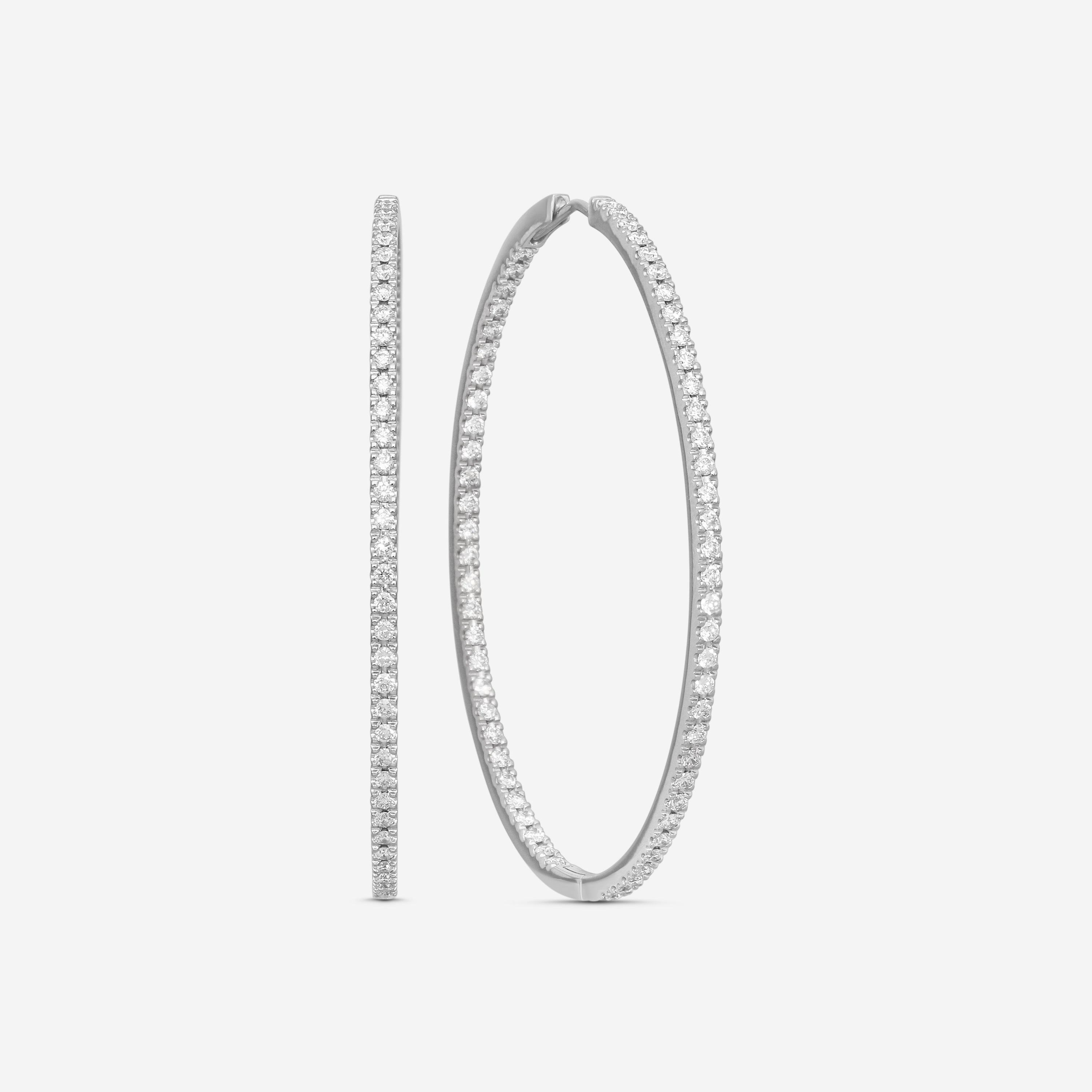 Mémoire 18K White Gold Diamond Hoop Earrings MOHE-0200TW — view 3