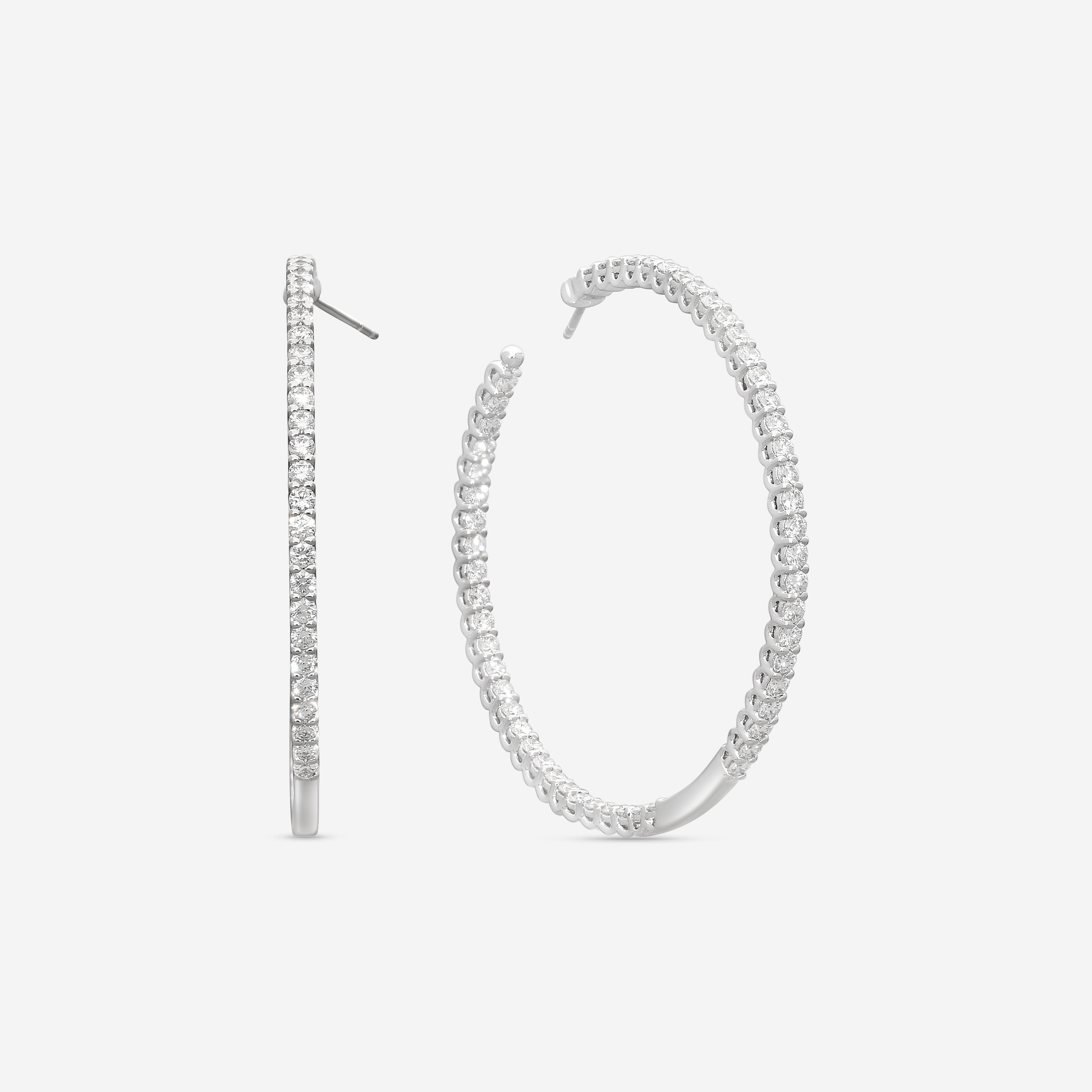 Mémoire Woven Gallery 18K White Gold Diamond Hoop Earrings CHHO290 — view 2