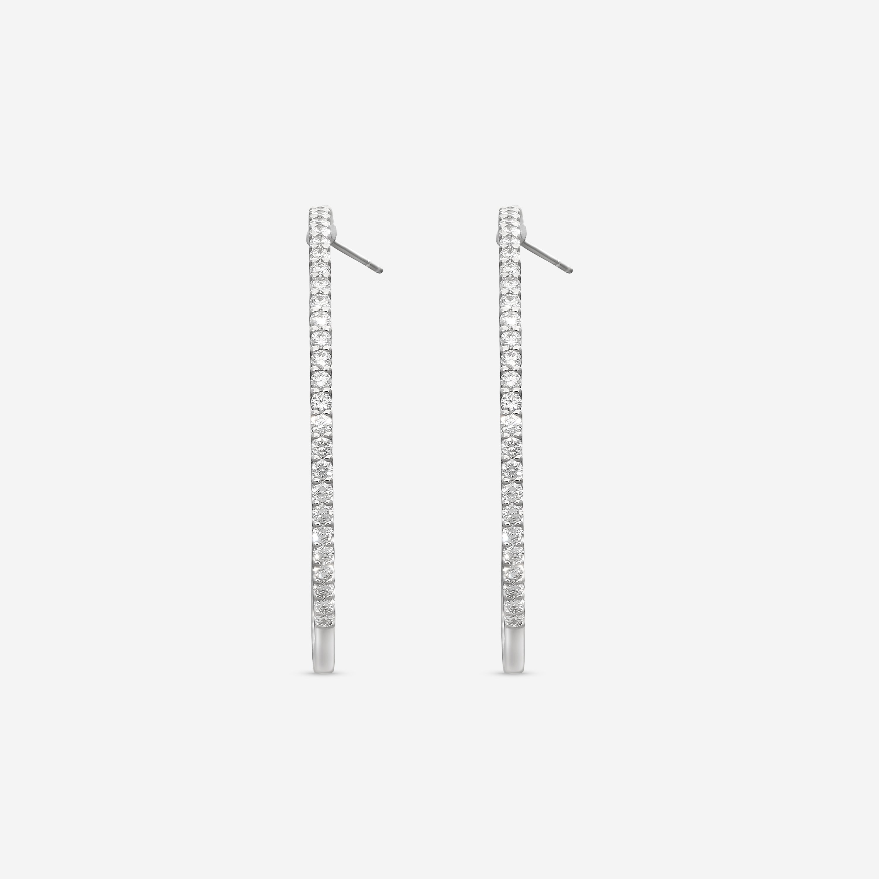 Mémoire Woven Gallery 18K White Gold Diamond Hoop Earrings CHHO290 — view 4
